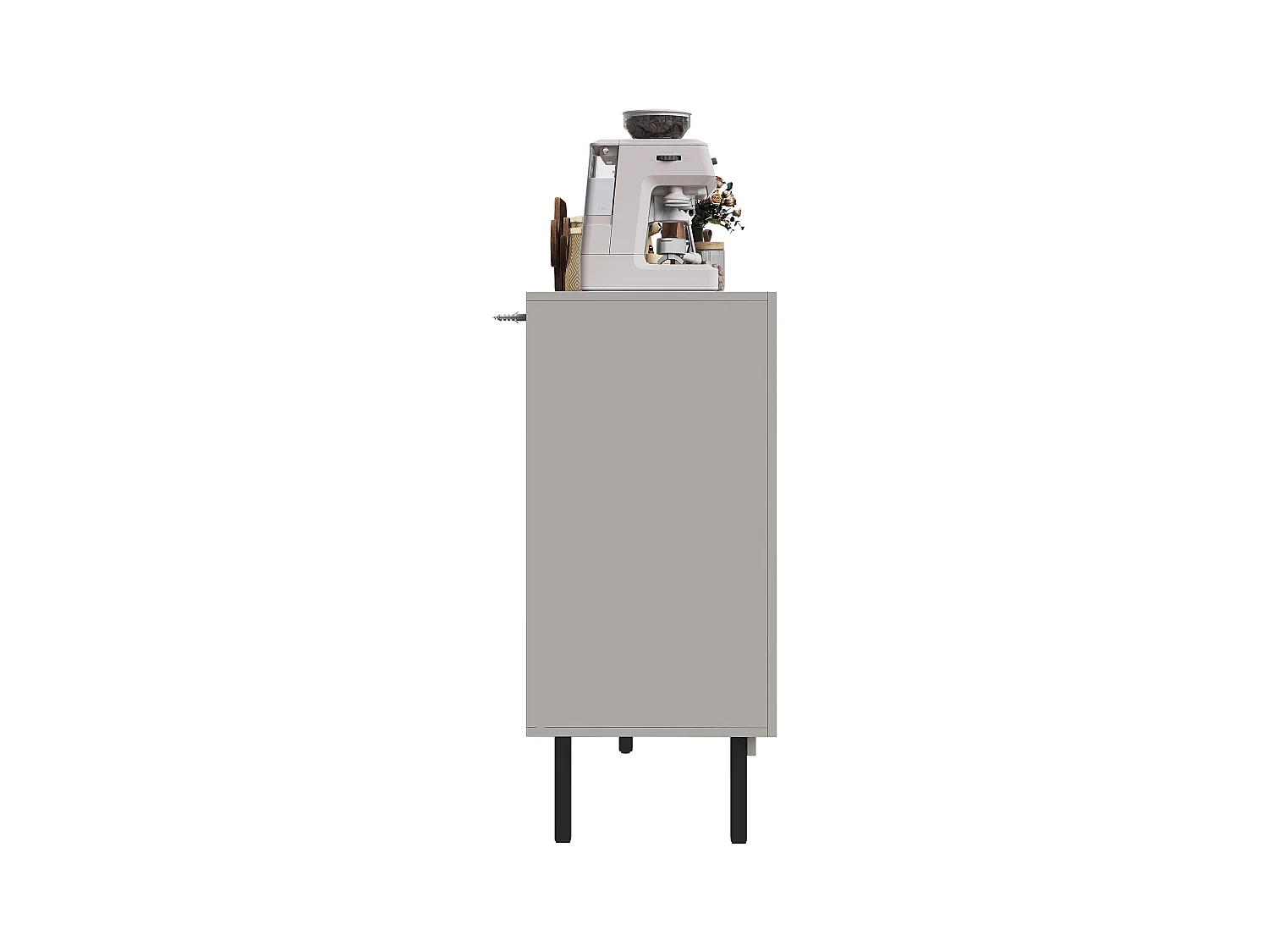 Niedriges Sideboard - 140 x 38,5 x 82,5 cm - Aufbewahrungsmöbel - mit 2 Türen - MDF - grau