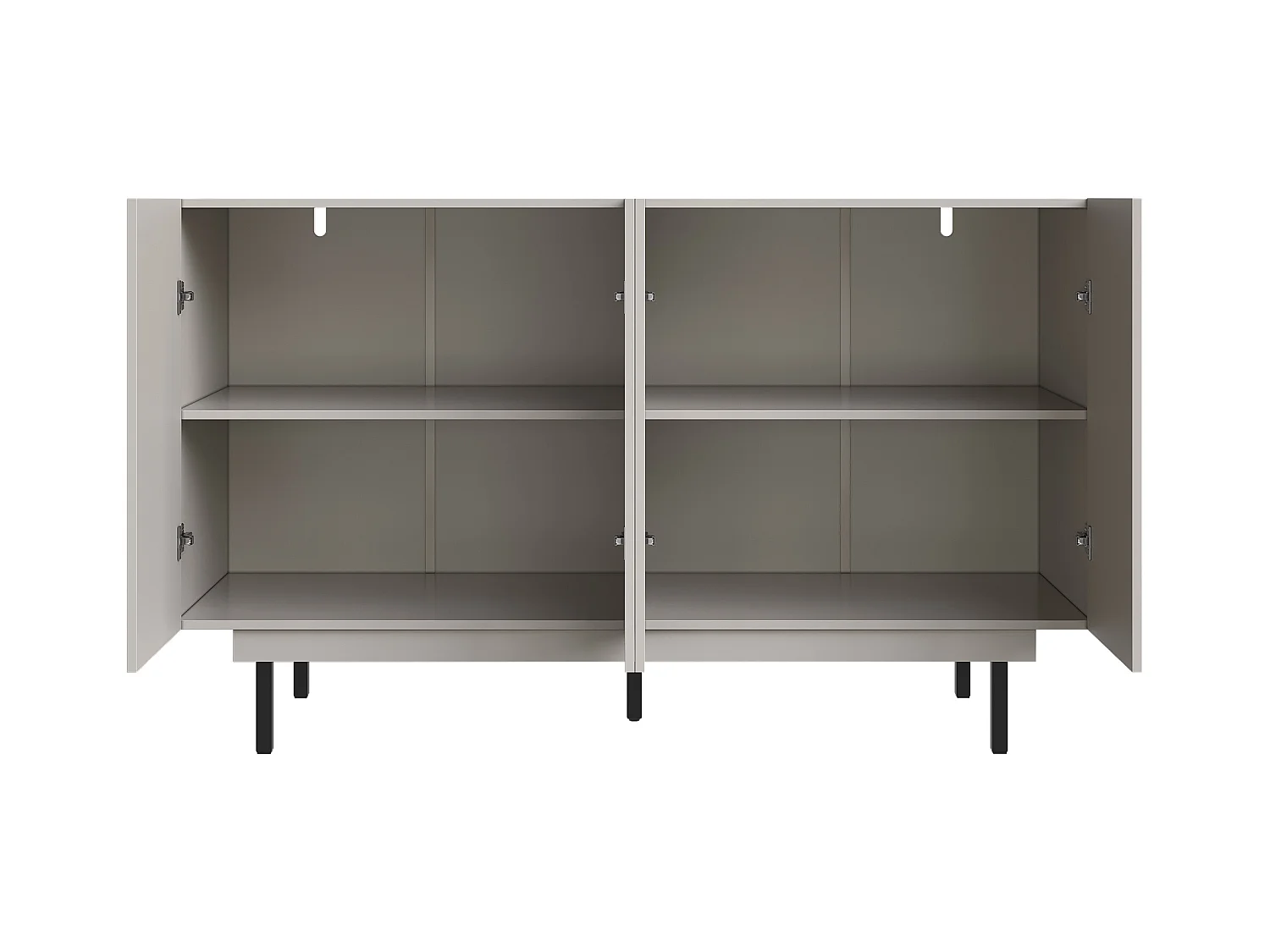 Niedriges Sideboard - 140 x 38,5 x 82,5 cm - Aufbewahrungsmöbel - mit 2 Türen - MDF - grau