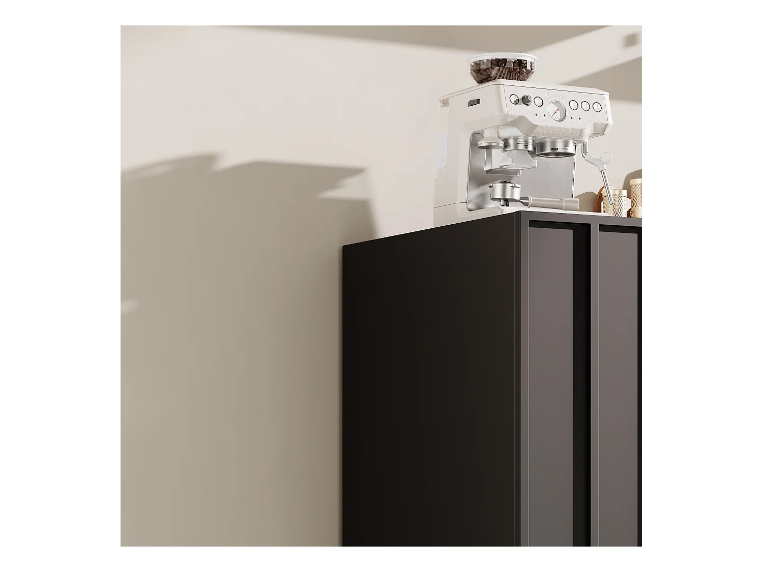 Niedriges Sideboard - 140 x 38,5 x 82,5 cm - Aufbewahrungsmöbel - mit 2 Türen - MDF - schwarz