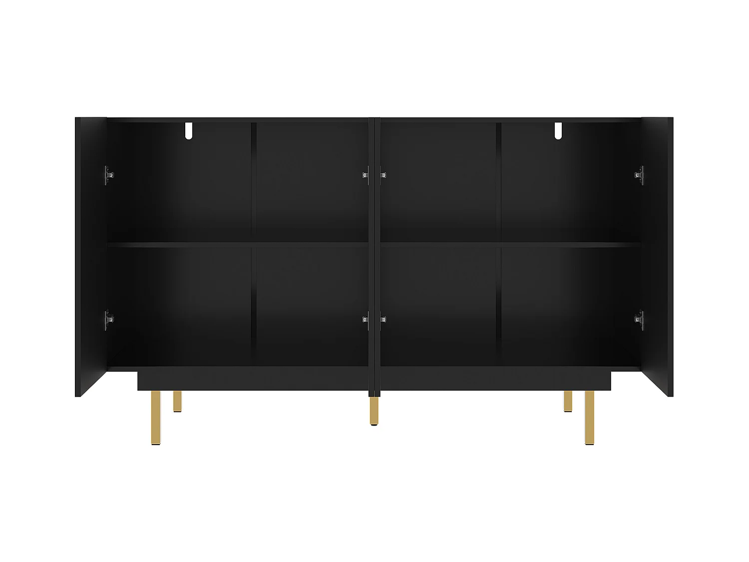 Niedriges Sideboard - 140 x 38,5 x 82,5 cm - Aufbewahrungsmöbel - mit 2 Türen - MDF - schwarz