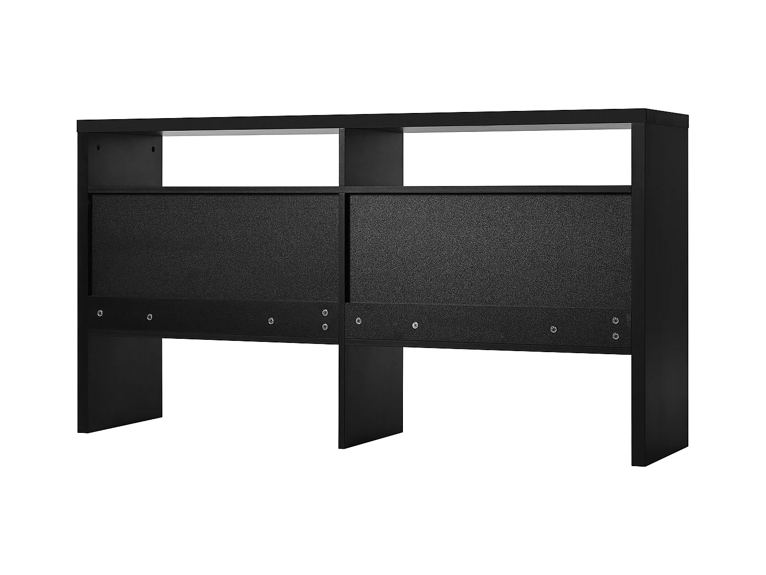 Komoda / Szafka do korytarza - 140 x 35 x 75 cm - z 2 otwartymi przegrodami i 4 drzwiami - MDF - czarny