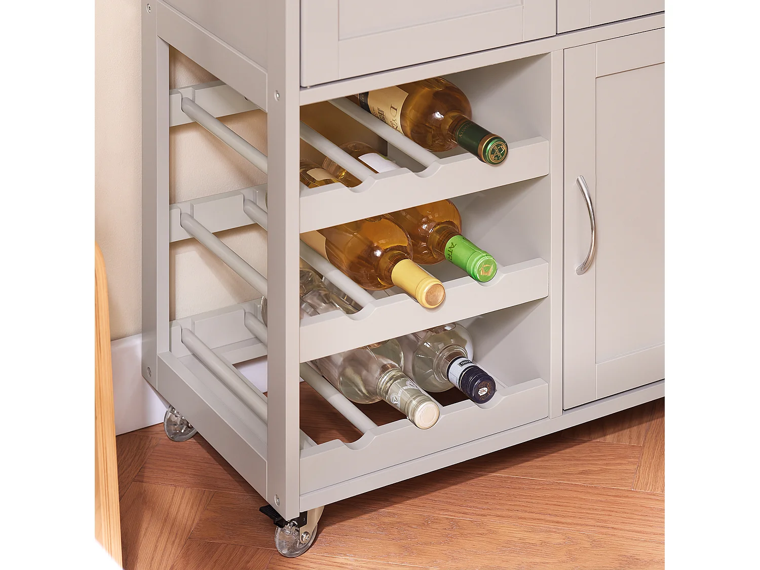 SoBuy FKW45-KA - Chariot de cuisine avec tiroir, portes et porte-bouteille L67cm x L37.5cm x ...