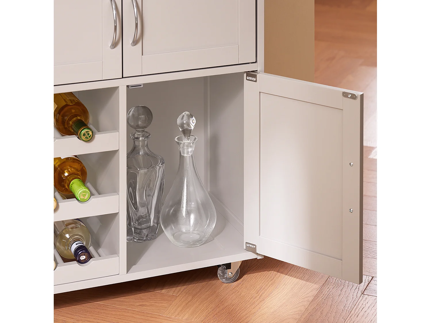 SoBuy FKW45-KA - Chariot de cuisine avec tiroir, portes et porte-bouteille L67cm x L37.5cm x ...