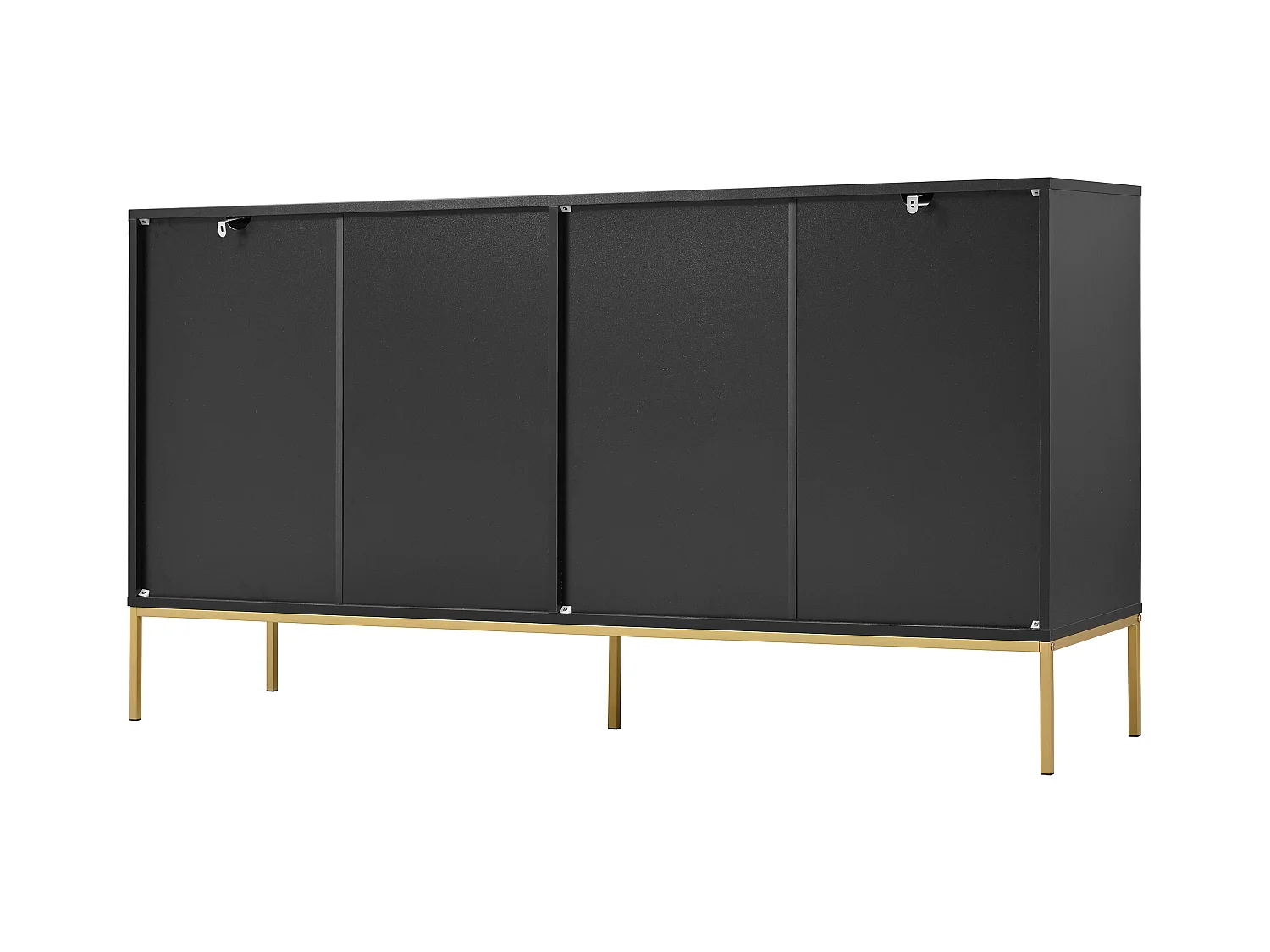 Niedriges Sideboard mit 4 Türen - 150 x 40 x 80 - Metallbeine - Fernsehschrank/Garderobe - Spanplatte - Schwarz