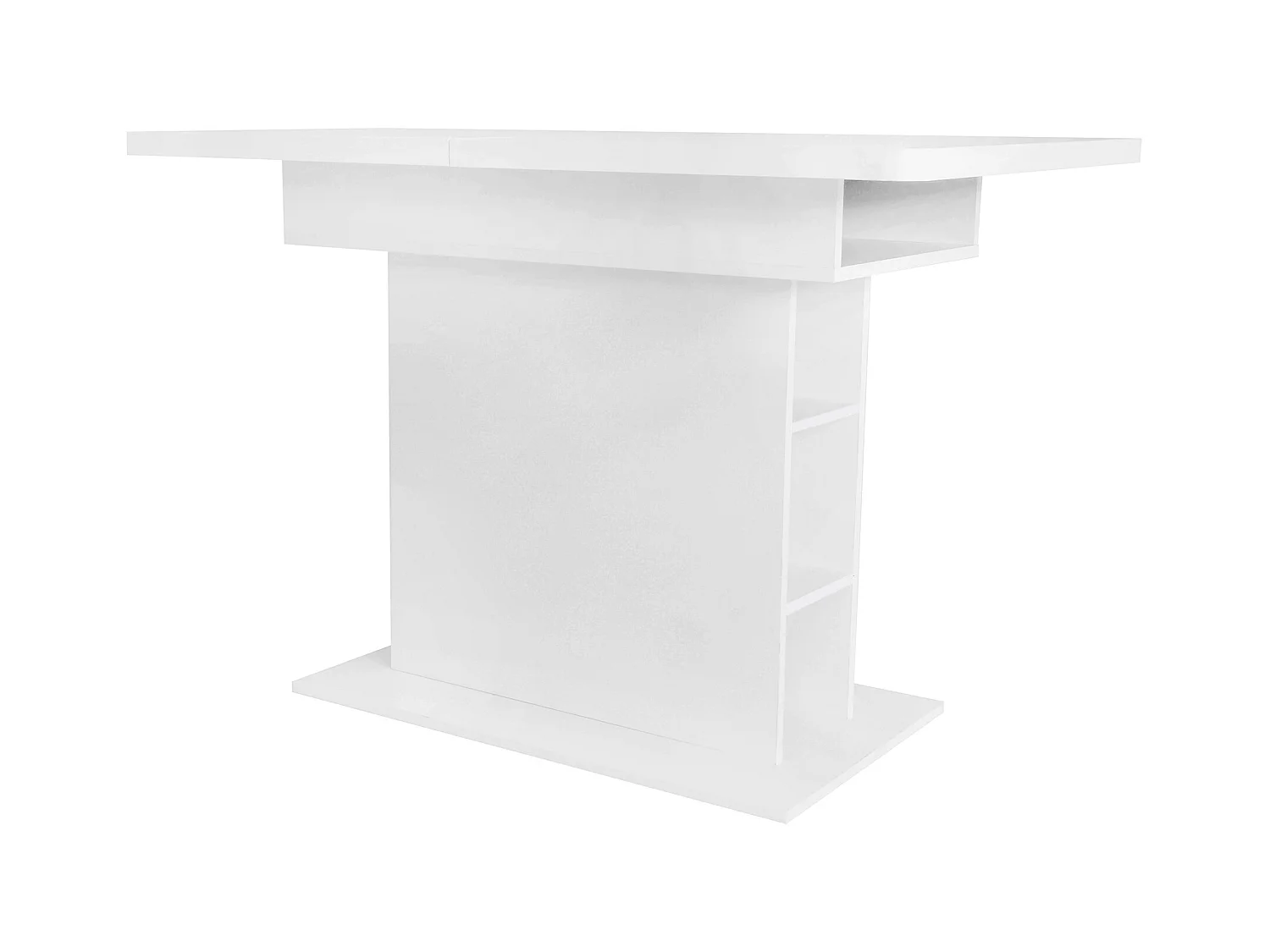 Mesa de comedor extensible para 4-6 personas 130x70cm en tablero de partículas con almacenaje, color blanco