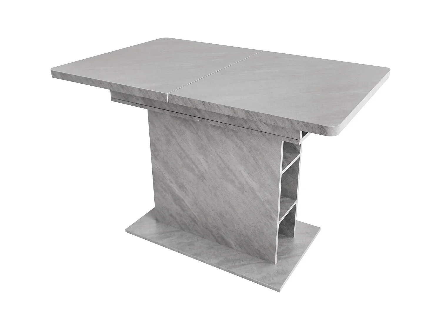 Table à manger extensible 4-6 personnes 130x70cm en Panneau de particule avec rangement, placage marbre gris