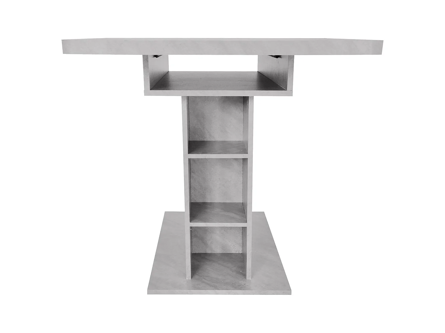Table à manger extensible 4-6 personnes 130x70cm en Panneau de particule avec rangement, placage marbre gris