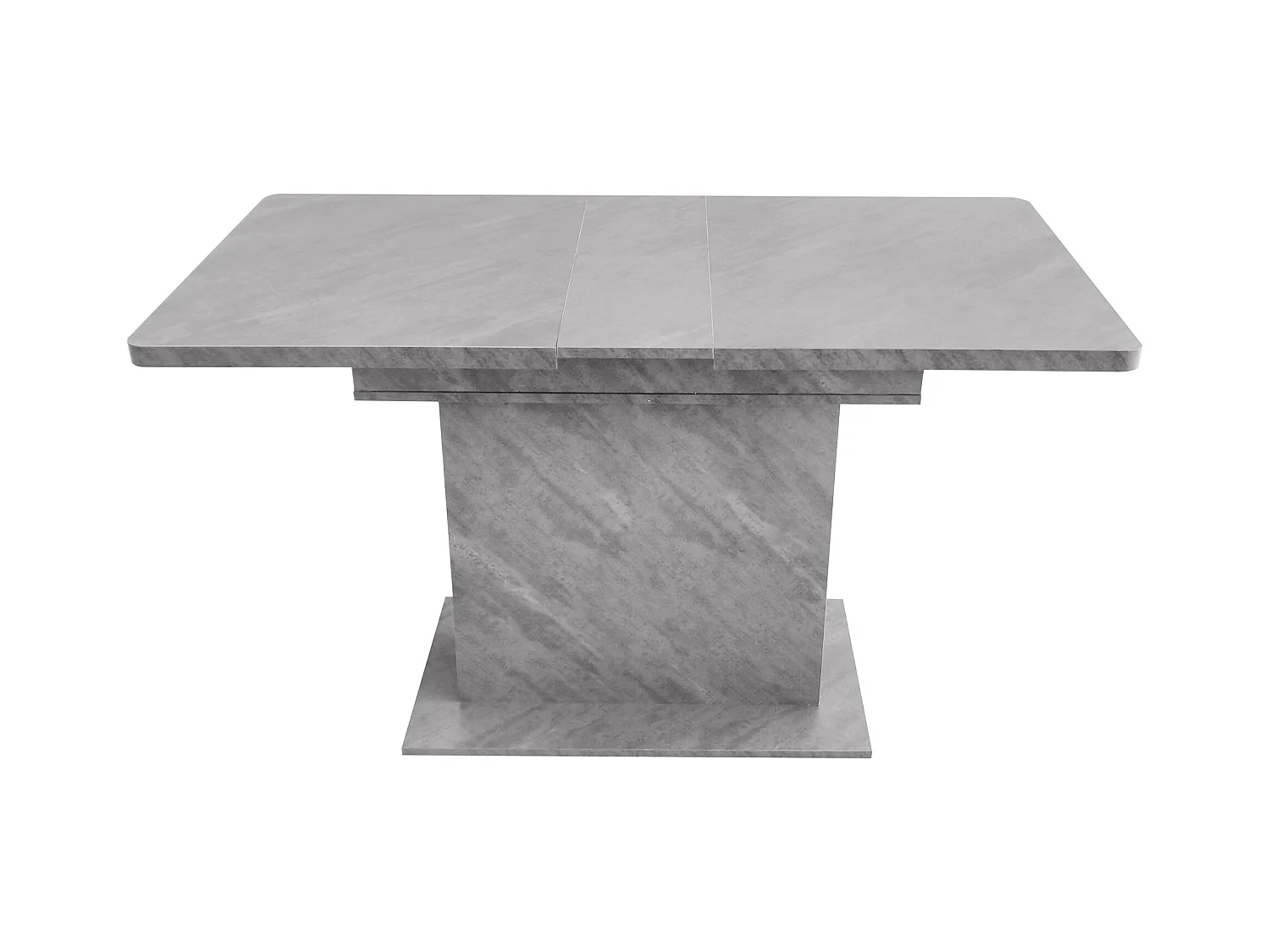 Table à manger extensible 4-6 personnes 130x70cm en Panneau de particule avec rangement, placage marbre gris