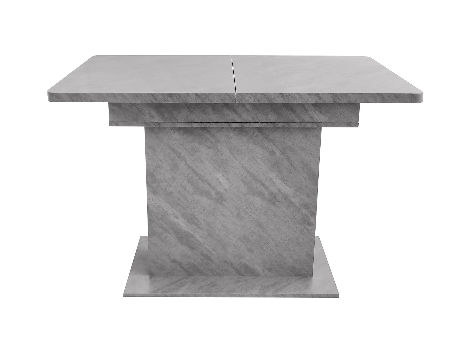 Table à manger extensible 4-6 personnes 130x70cm en Panneau de particule avec rangement, placage marbre gris
