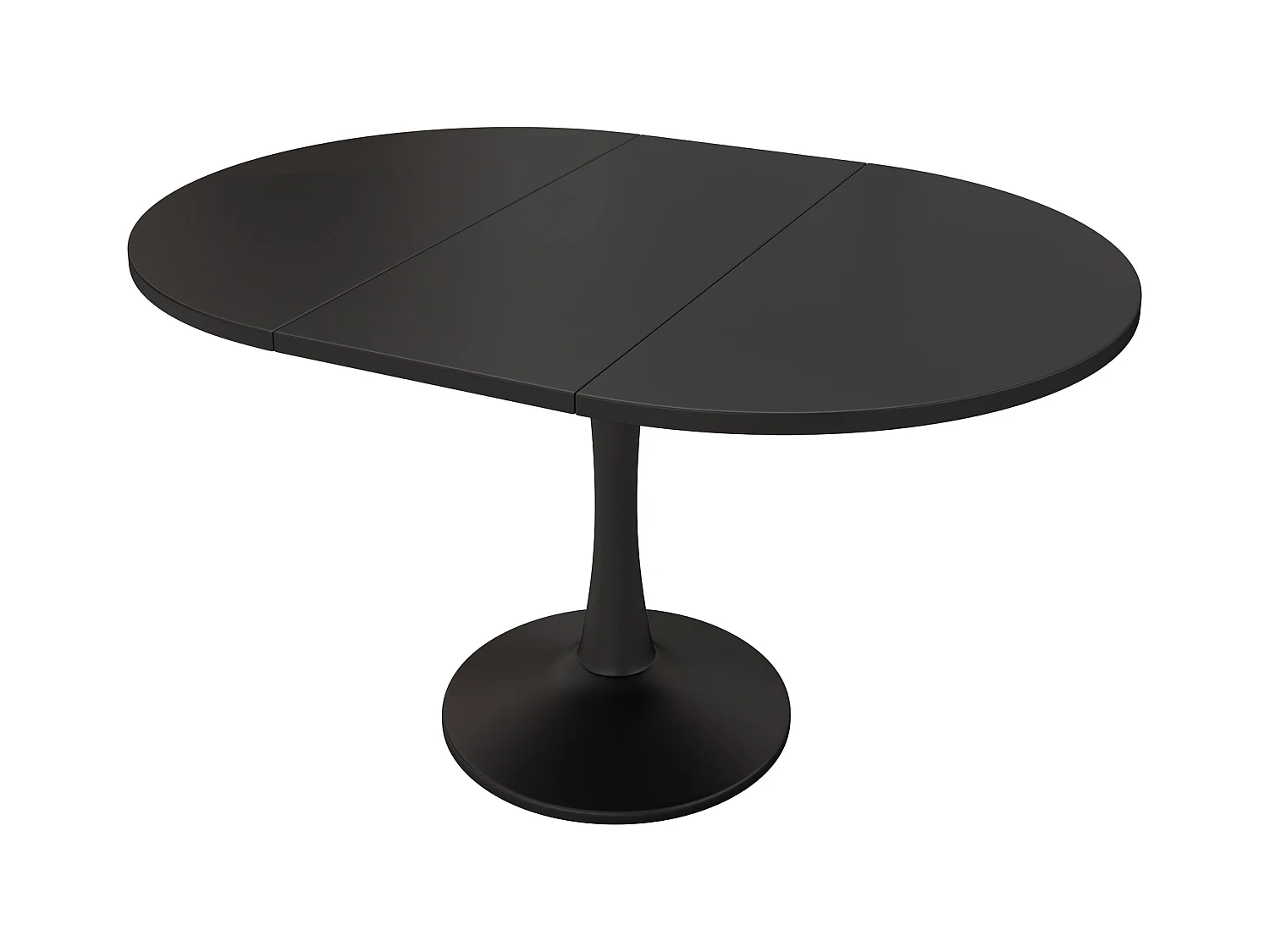 Table à manger extensible ovale 4-6 personnes 140x100cm en MDF avec Pied central, noir