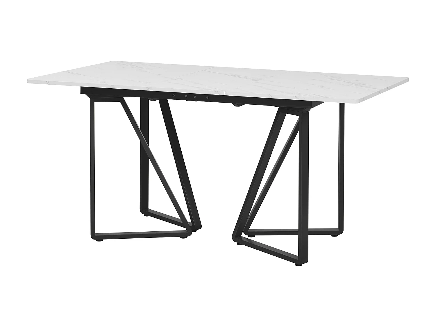Table à manger extensible - 160 x 73 x 74 cm - avec pieds réglables - MDF + Métal - blanc + noir