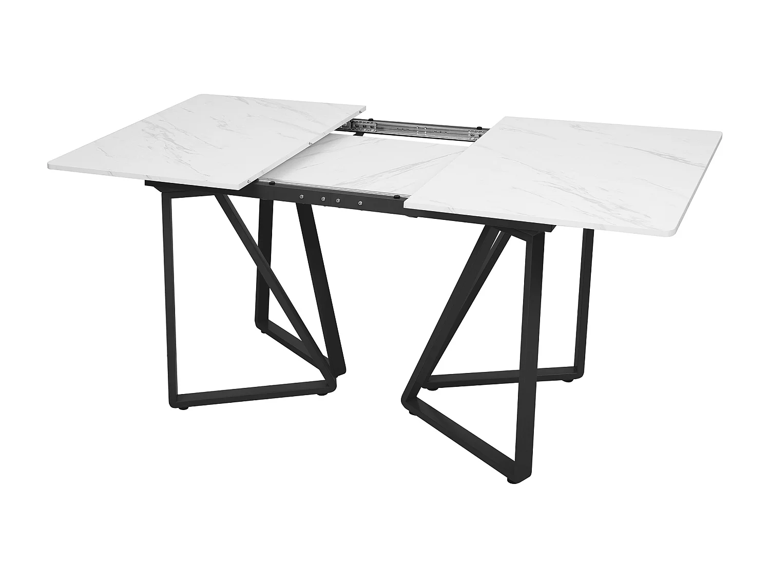 Table à manger extensible - 160 x 73 x 74 cm - avec pieds réglables - MDF + Métal - blanc + noir
