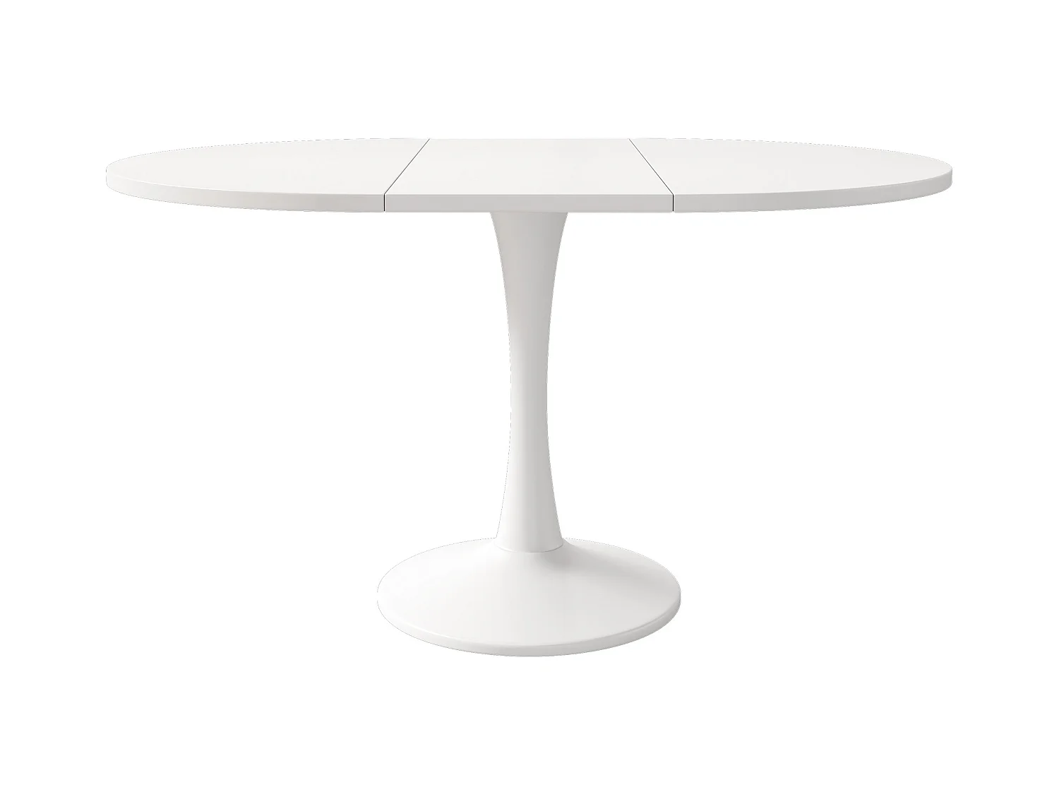 Table à manger extensible ovale 4-6 personnes 100/140x100cm en MDF avec Pied central, blanc