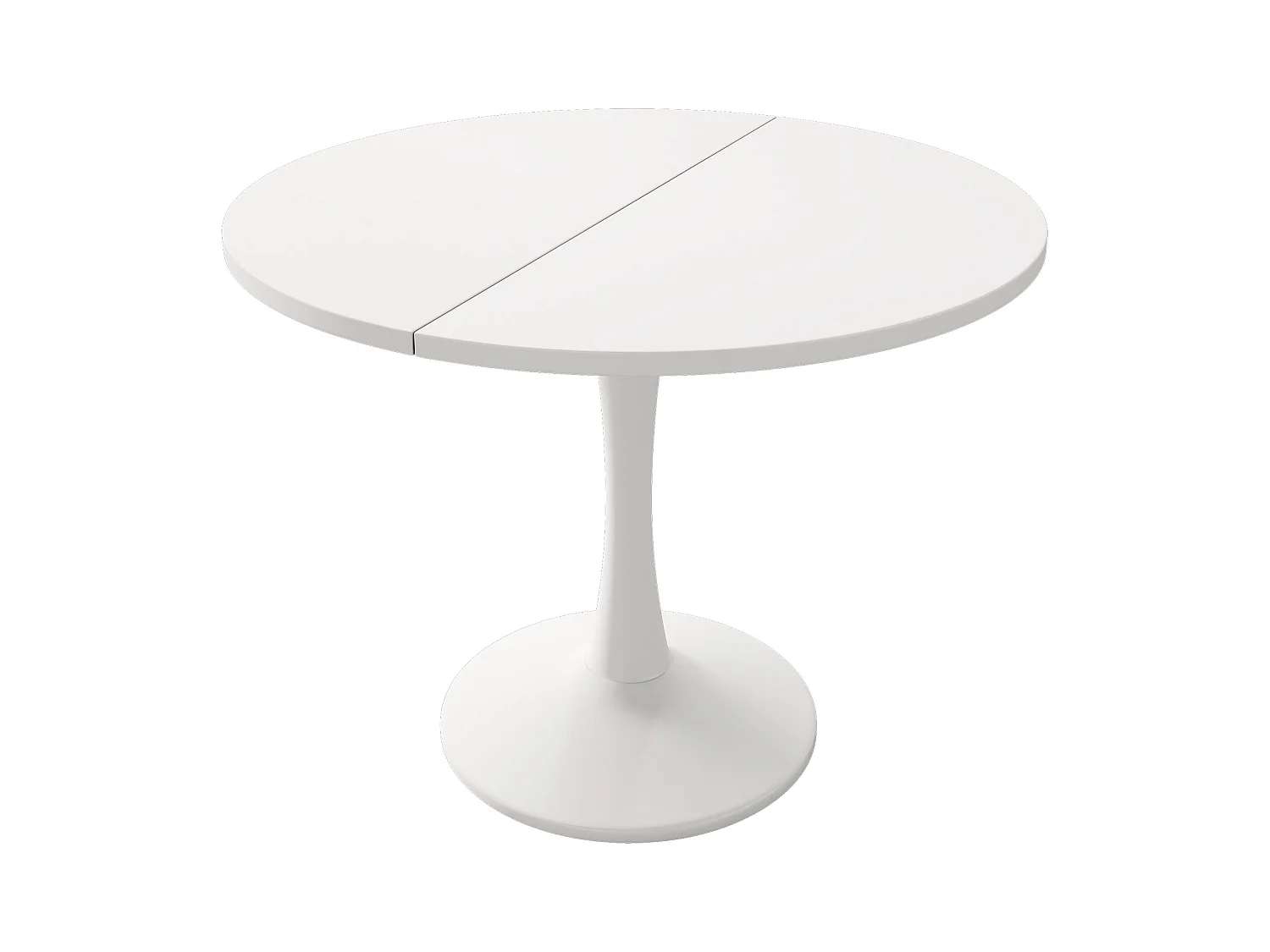 Table à manger extensible ovale 4-6 personnes 100/140x100cm en MDF avec Pied central, blanc