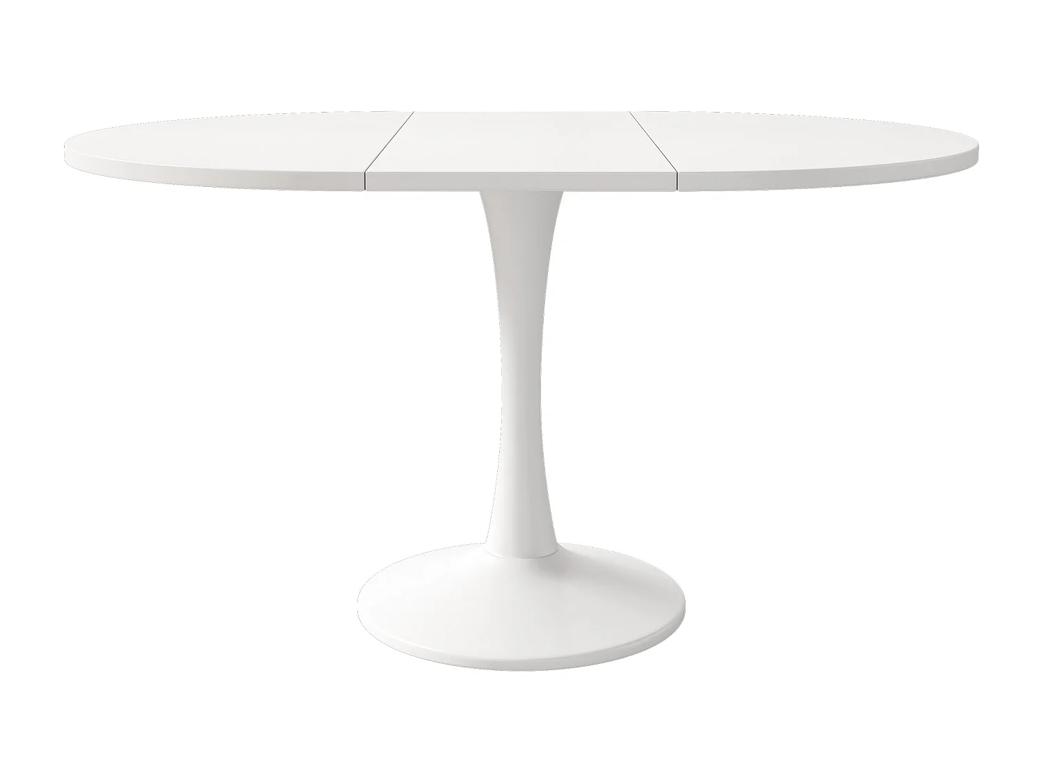 Table à manger extensible ovale 4-6 personnes 100/140x100cm en MDF avec Pied central, blanc