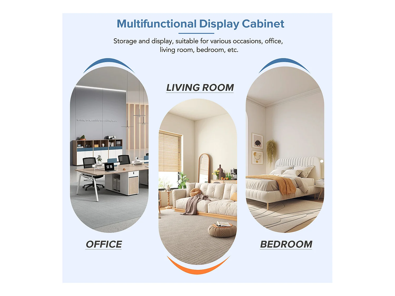 Glanzende vitrinekast met LED's - 55 x 38 x 166 cm - 3 glazen planken - hoge opbergkasten - spaanplaat - zwart