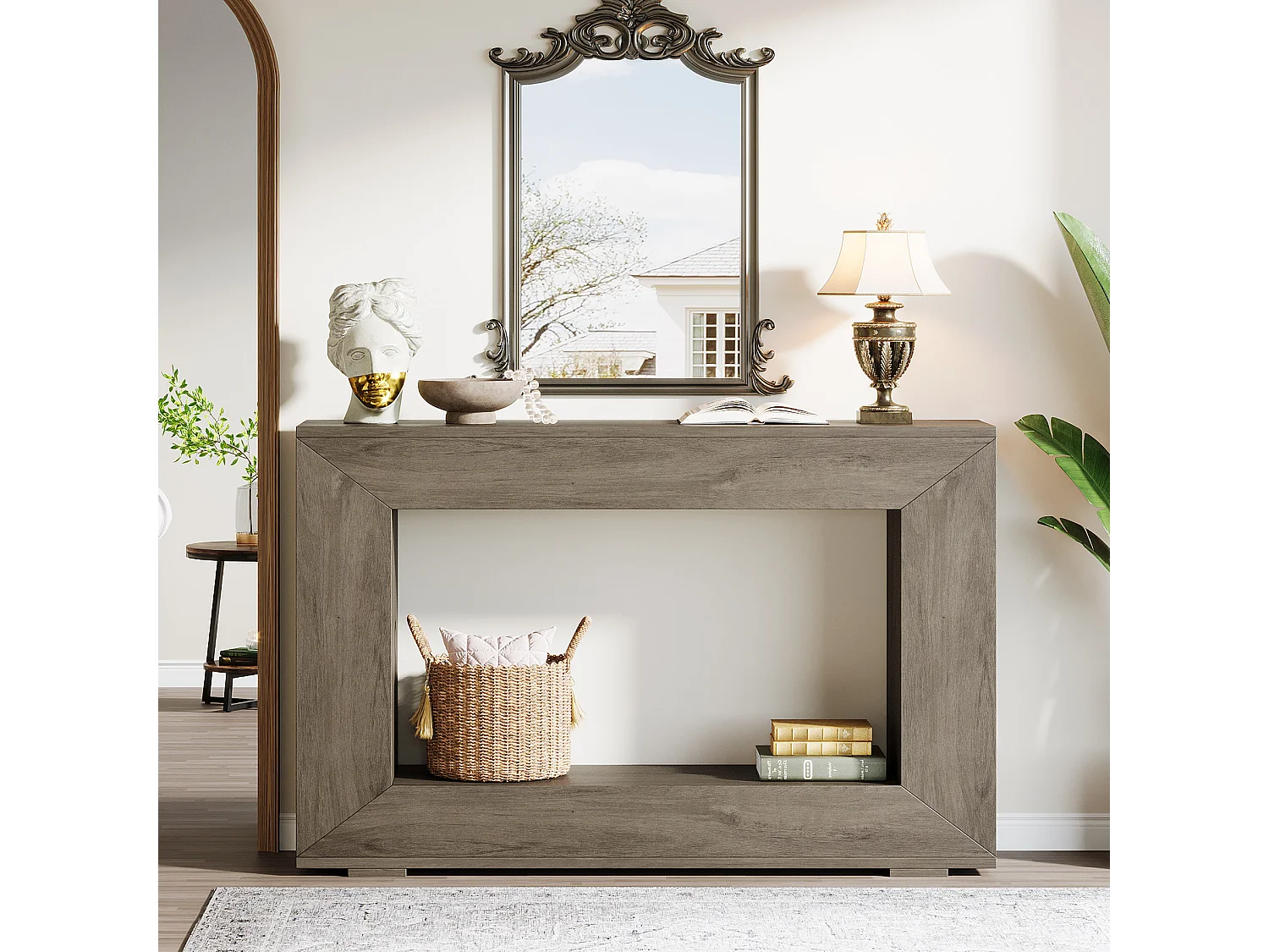 Table Console d'Entrée, 120 x 30 x 83.5cm, Table d'Appoint pour Couloir, Gris