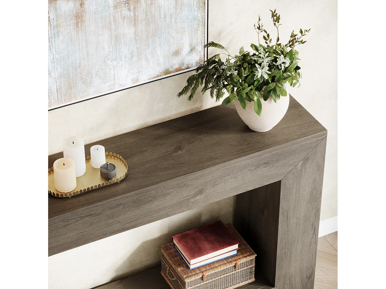 Table Console d'Entrée, 120 x 30 x 83.5cm, Table d'Appoint pour Couloir, Gris