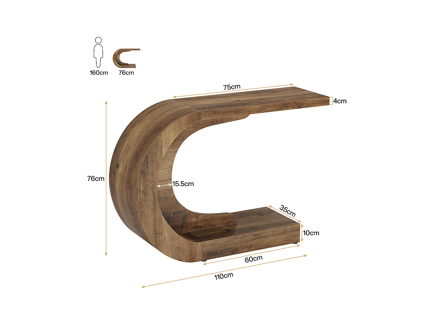 Stolik konsolowy, stolik boczny w stylu vintage, 110 x 35 x 75 cm, konsola do przedpokoju