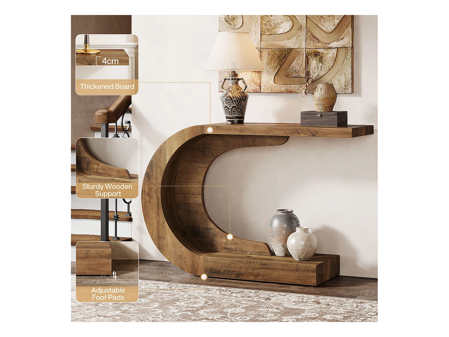 Stolik konsolowy, stolik boczny w stylu vintage, 110 x 35 x 75 cm, konsola do przedpokoju