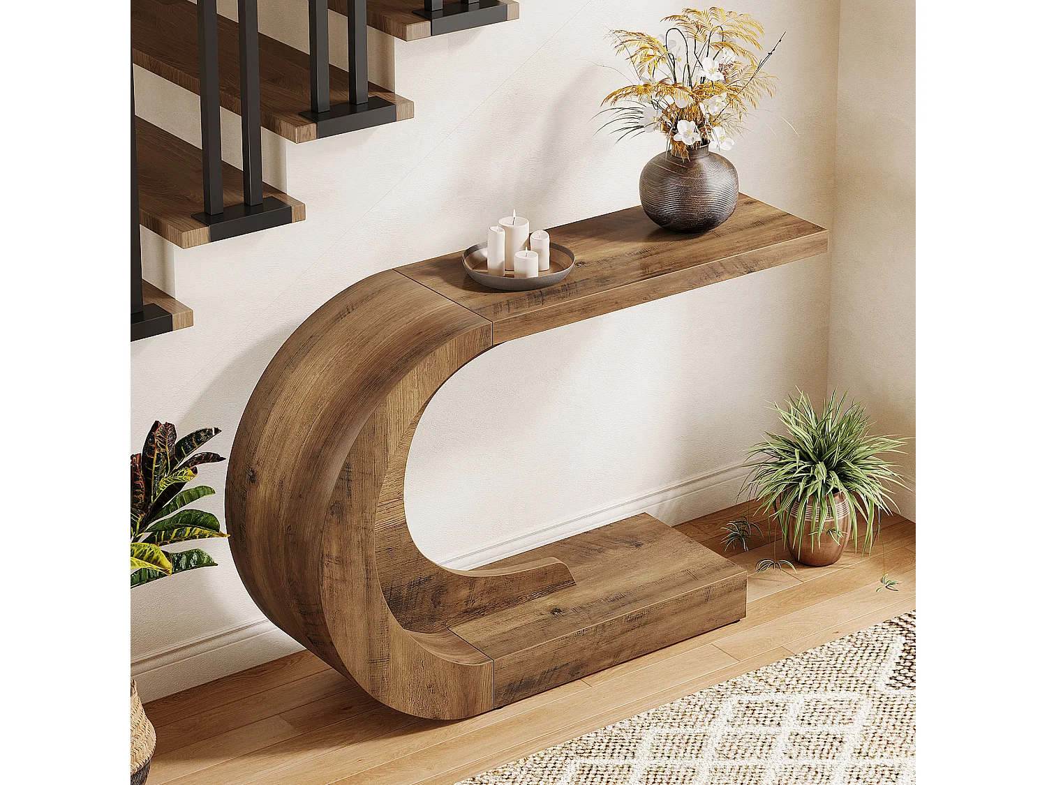 Table Console, Table D'appoint Vintage, 110 x 35 x 75 cm, Console Meuble pour Entrée