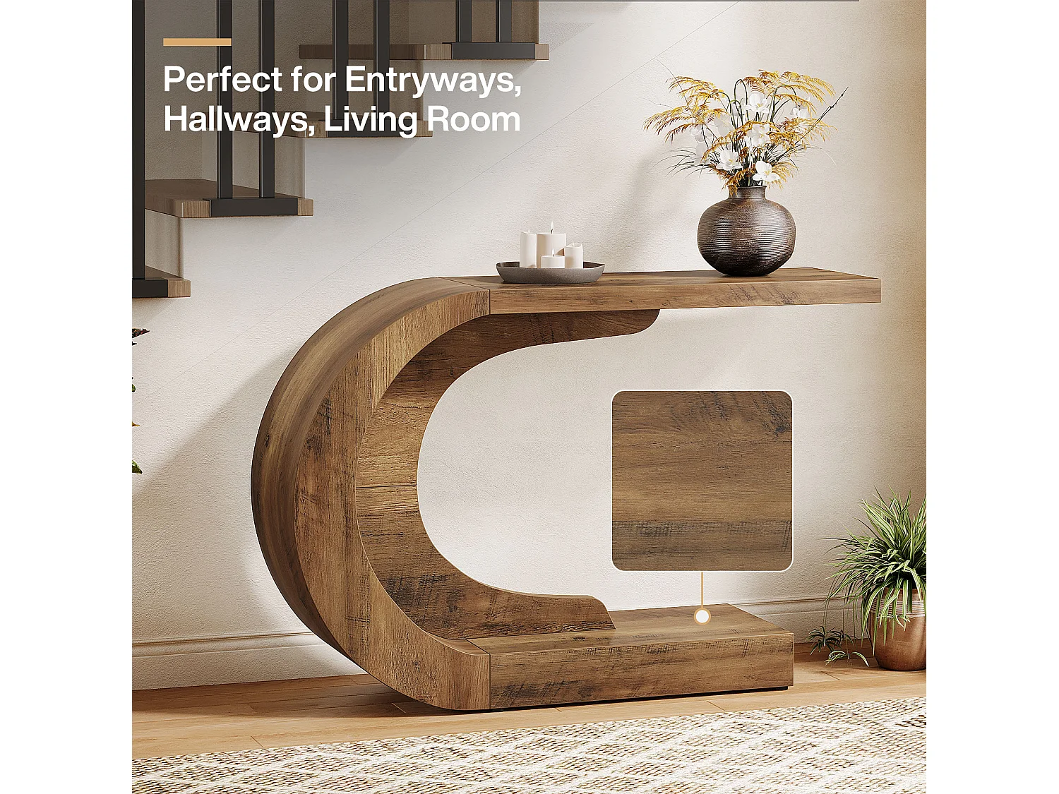 Table Console, Table D'appoint Vintage, 110 x 35 x 75 cm, Console Meuble pour Entrée