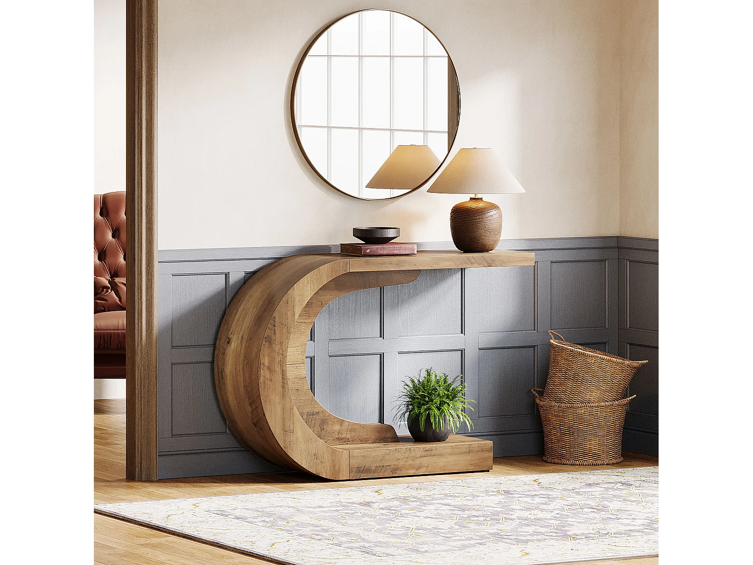 Table Console, Table D'appoint Vintage, 110 x 35 x 75 cm, Console Meuble pour Entrée