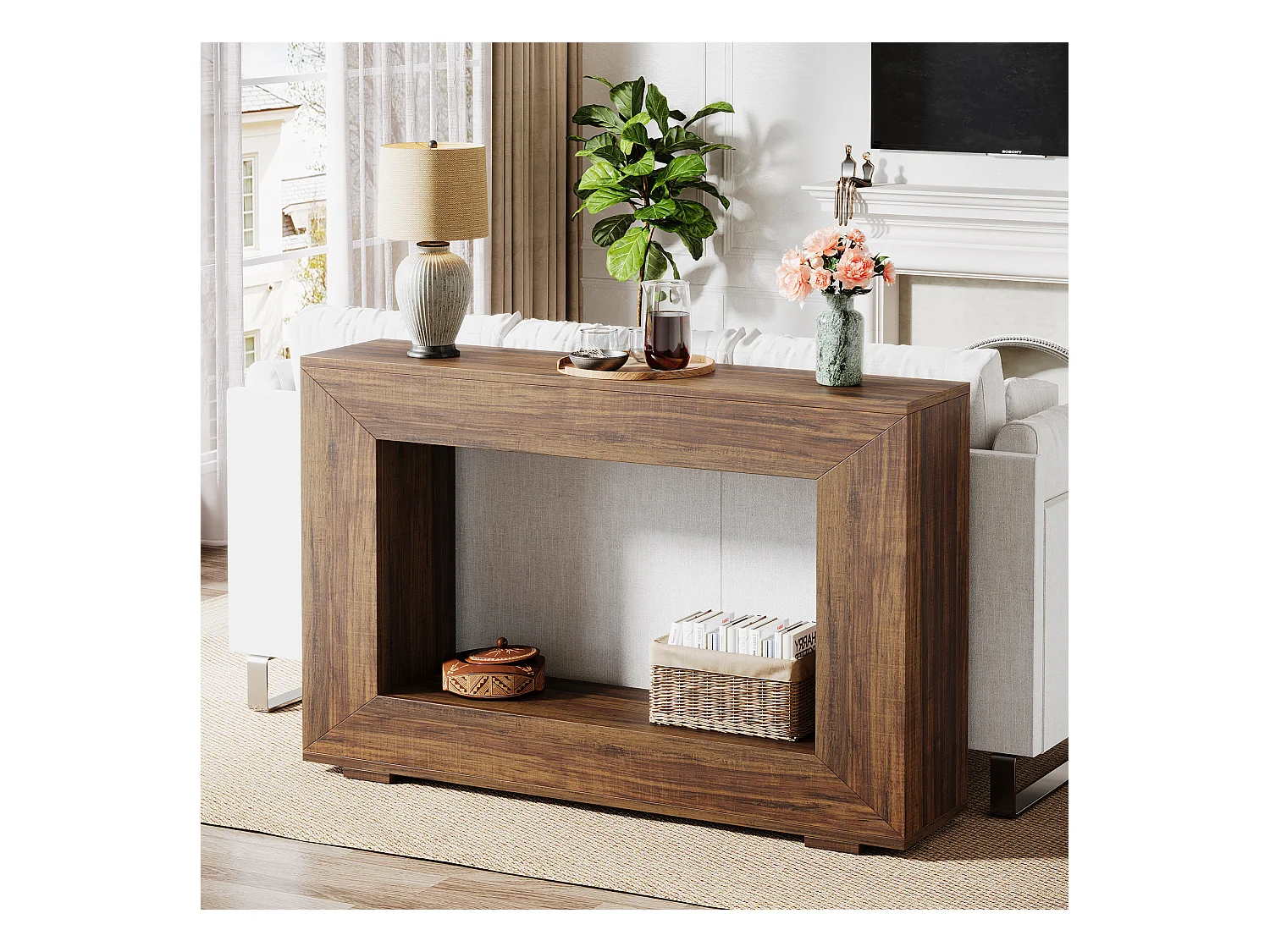 Table Console d'Entrée, 120 x 30 x 83.5cm, Table d'Appoint, Marron Rustique