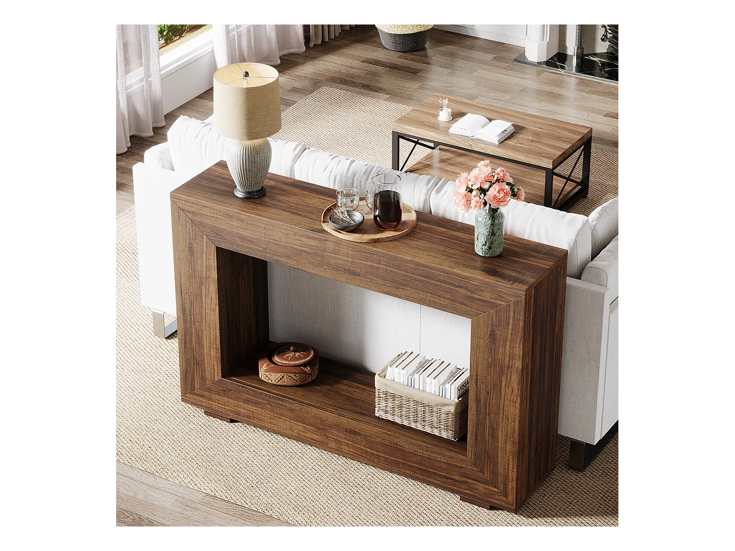 Table Console d'Entrée, 120 x 30 x 83.5cm, Table d'Appoint, Marron Rustique