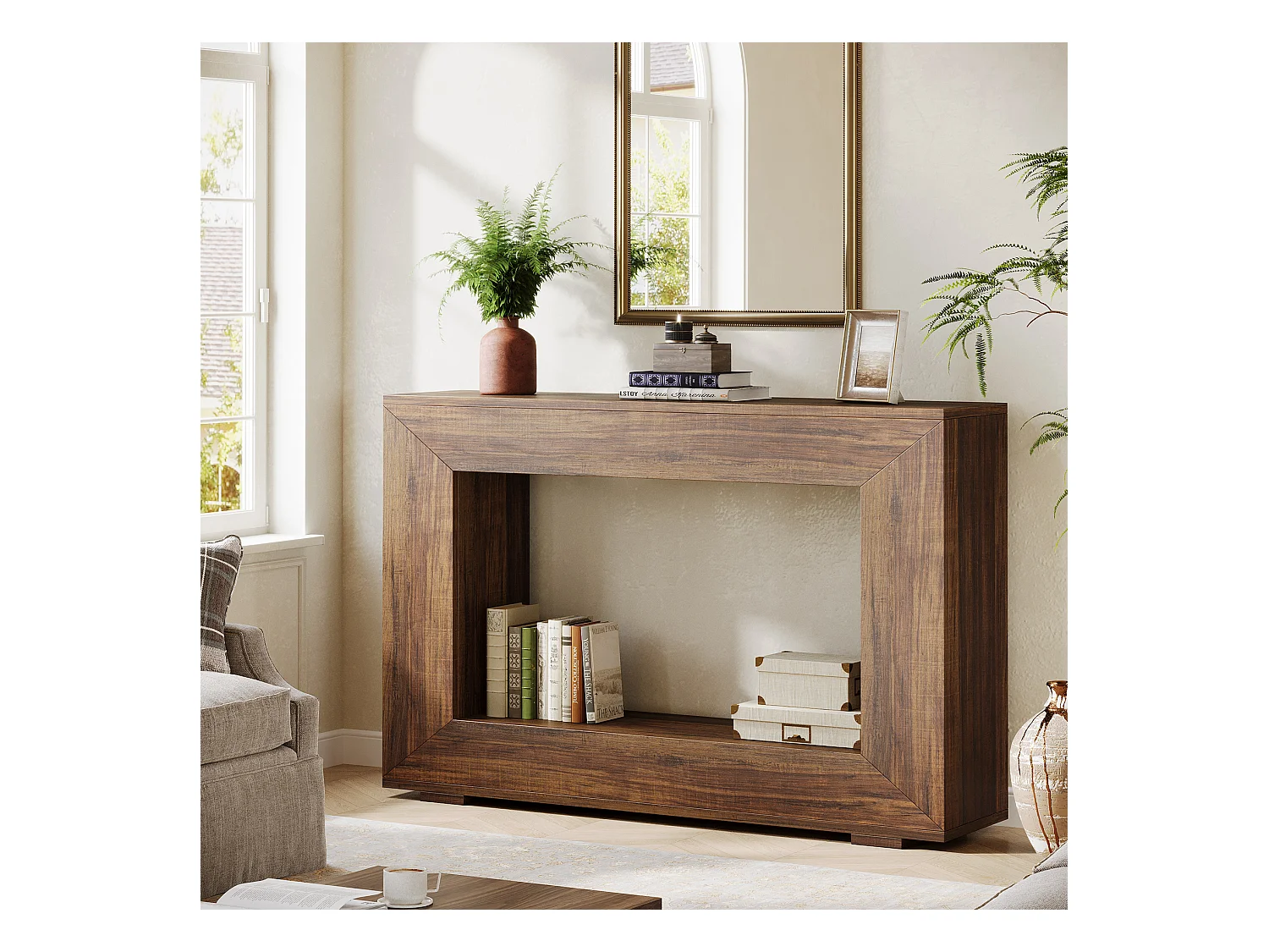 Table Console d'Entrée, 120 x 30 x 83.5cm, Table d'Appoint, Marron Rustique