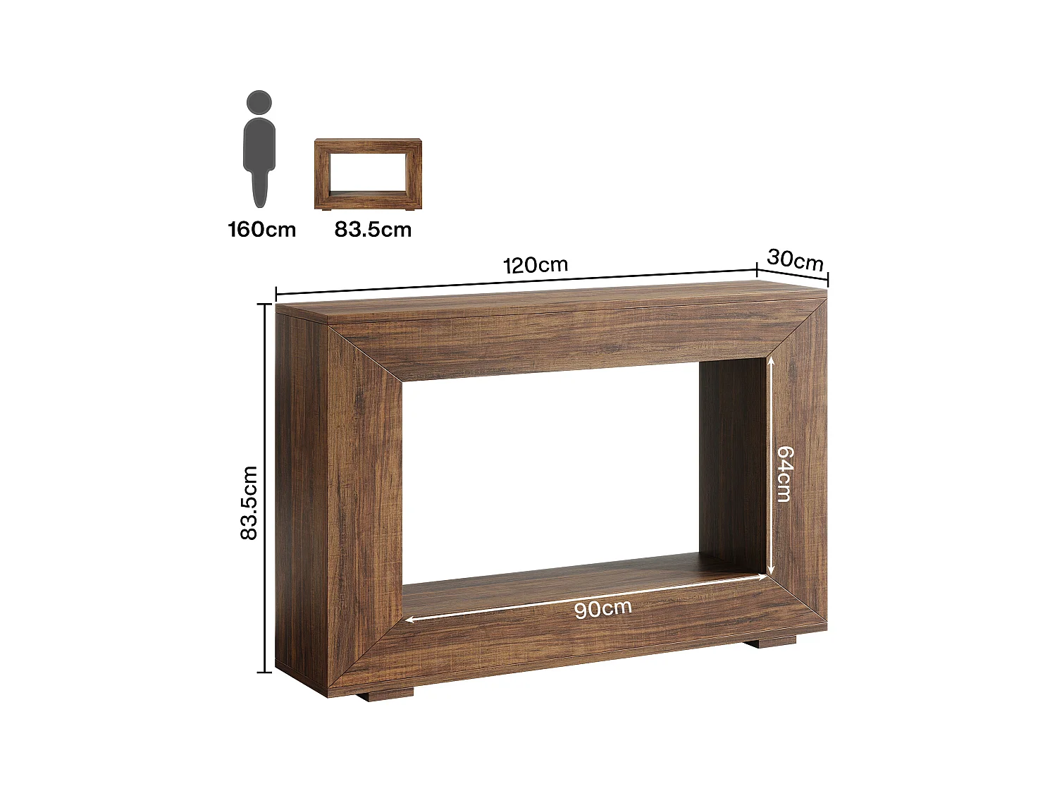 Table Console d'Entrée, 120 x 30 x 83.5cm, Table d'Appoint, Marron Rustique