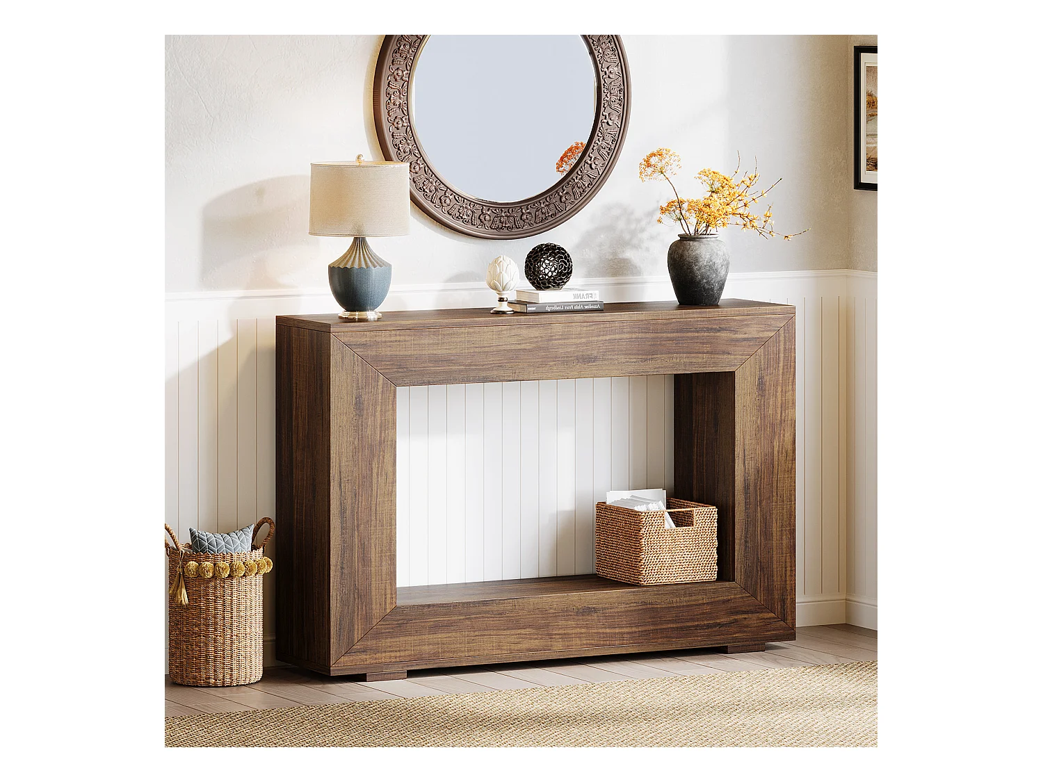 Table Console d'Entrée, 120 x 30 x 83.5cm, Table d'Appoint, Marron Rustique