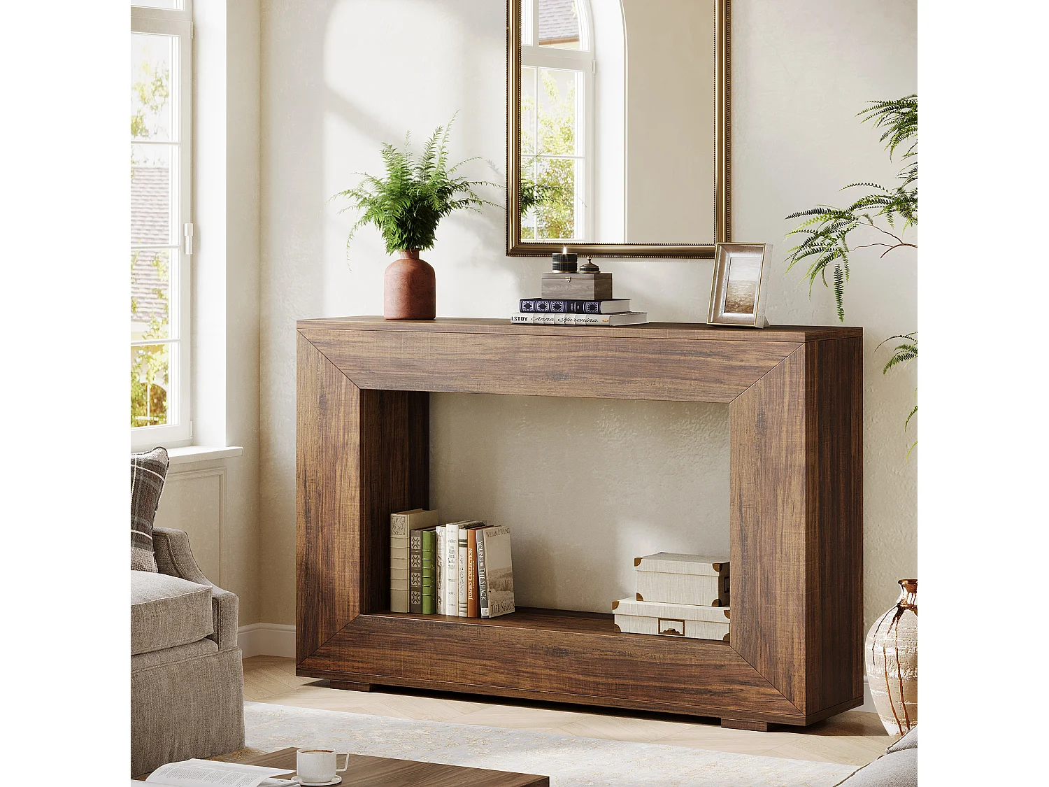 Table Console d'Entrée, 120 x 30 x 83.5cm, Table d'Appoint, Marron Rustique