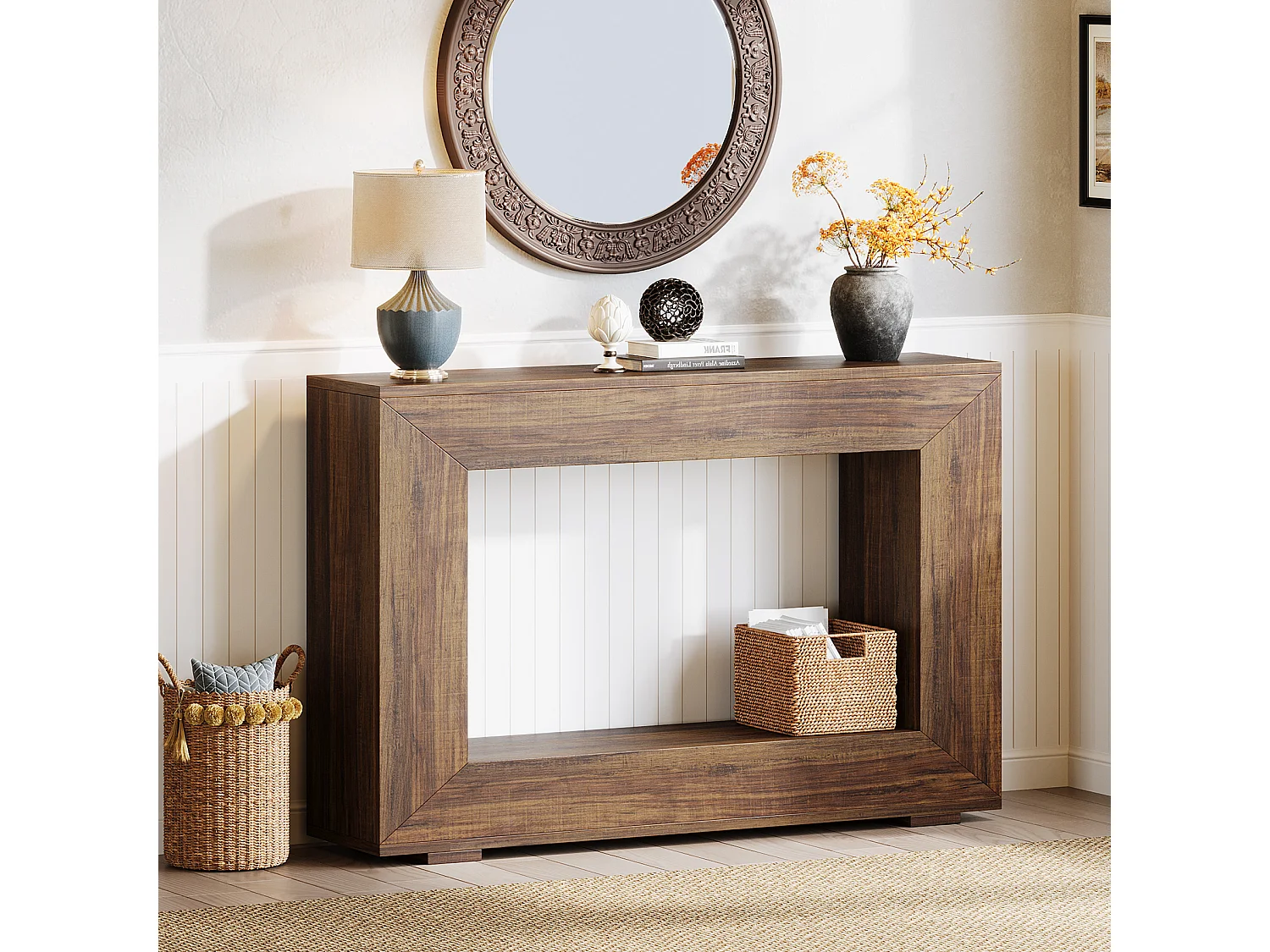 Table Console d'Entrée, 120 x 30 x 83.5cm, Table d'Appoint, Marron Rustique