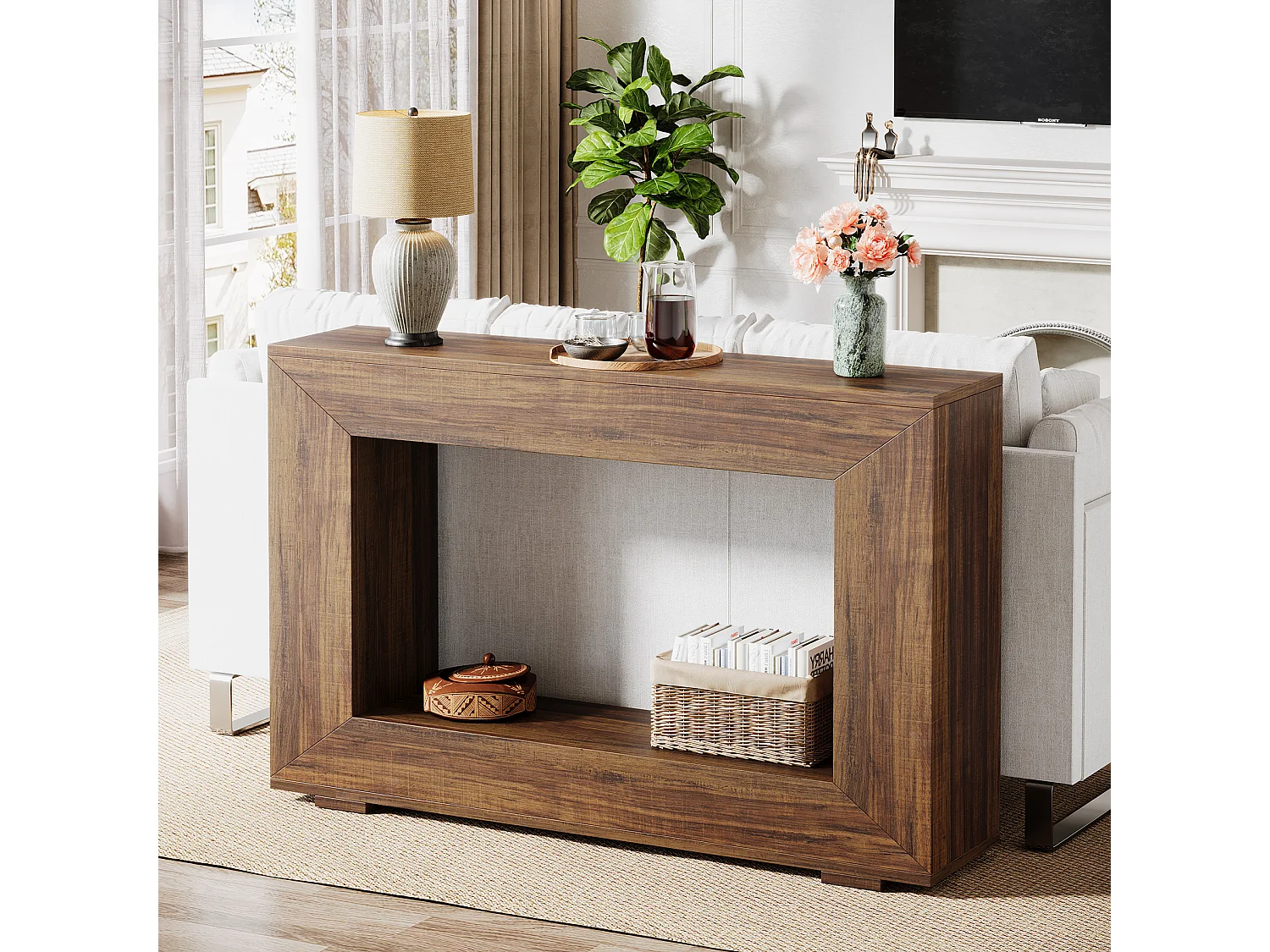 Table Console d'Entrée, 120 x 30 x 83.5cm, Table d'Appoint, Marron Rustique