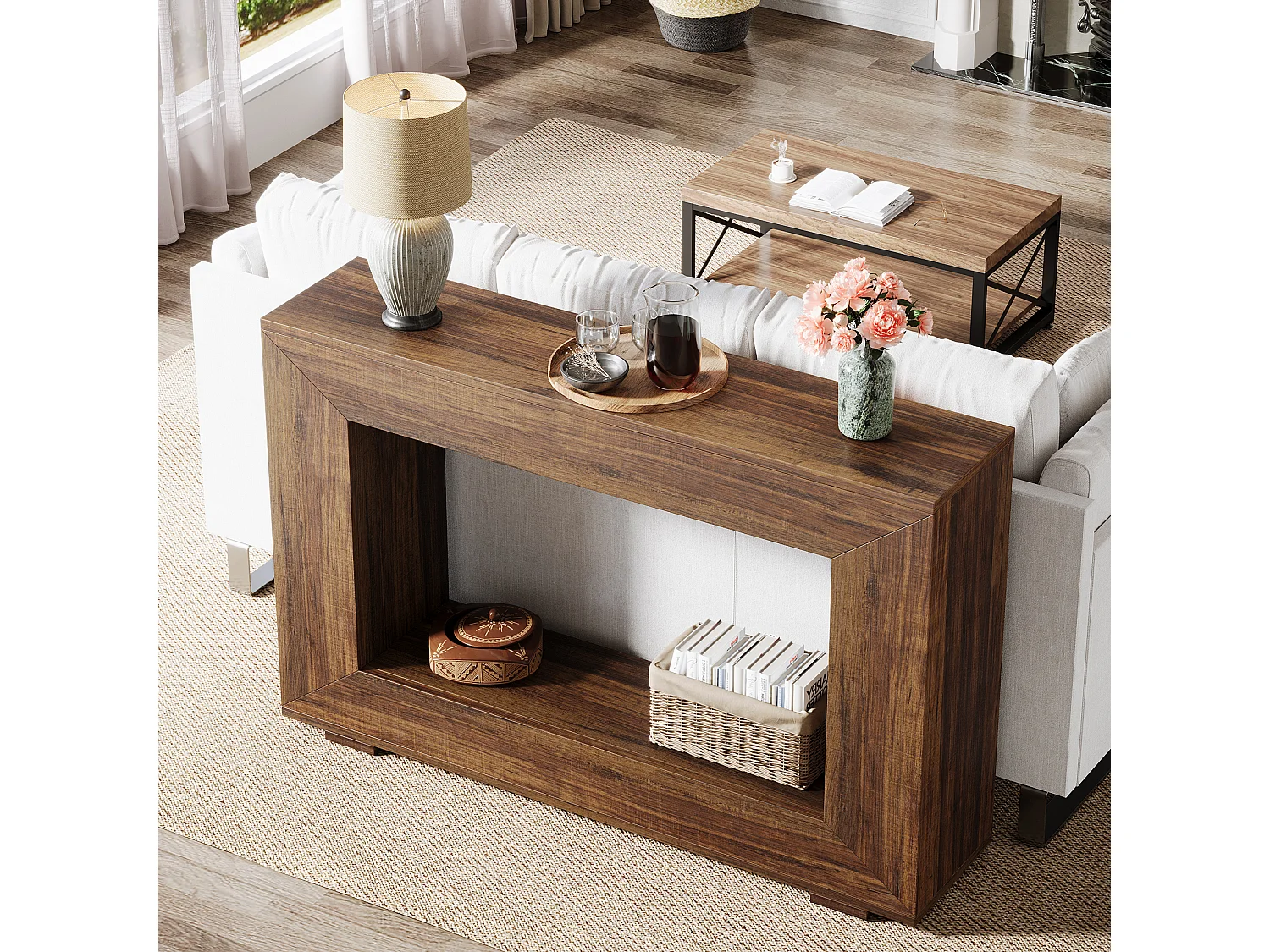 Table Console d'Entrée, 120 x 30 x 83.5cm, Table d'Appoint, Marron Rustique