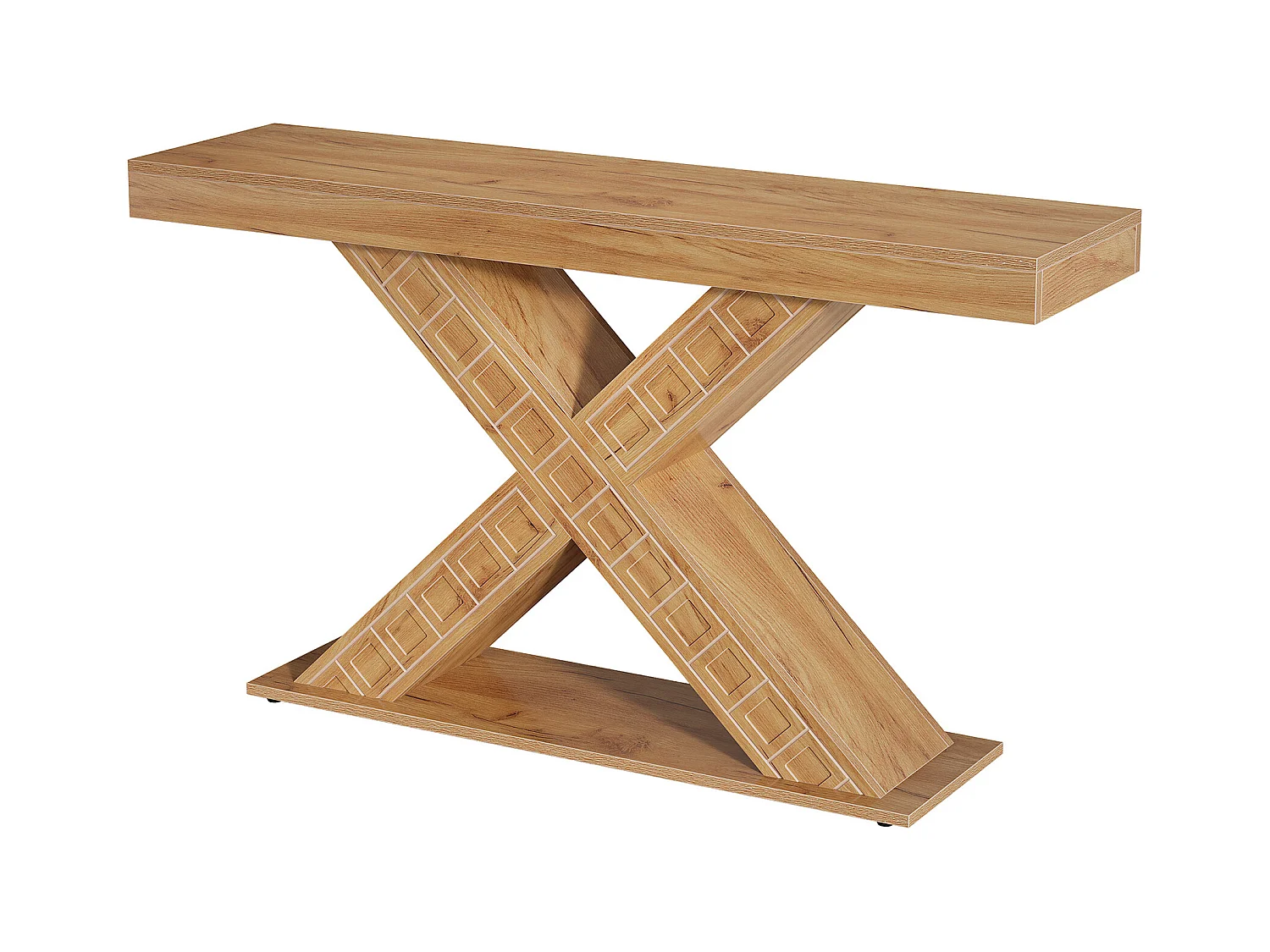 Table console étroite de 140 cm avec base géométrique pour entrée, couloir, foyer, salon