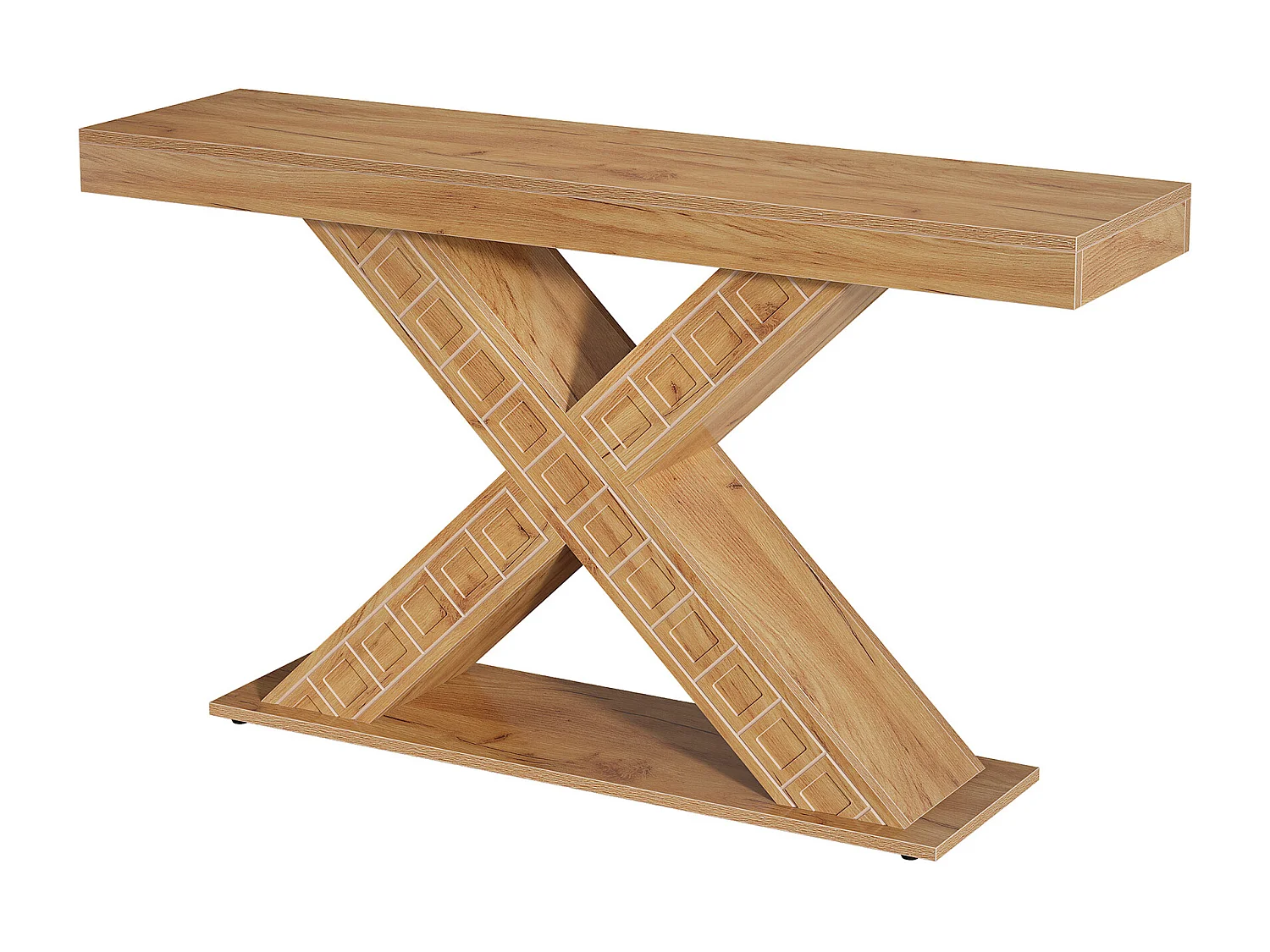 Table console étroite de 140 cm avec base géométrique pour entrée, couloir, foyer, salon