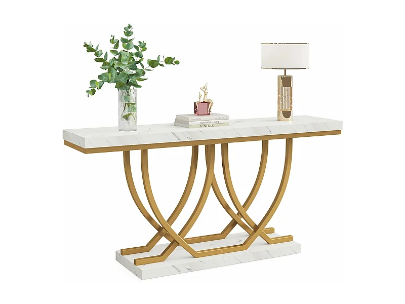 Table Console, Table d'entrée Moderne, Table de canapé doré derrière Le canapé