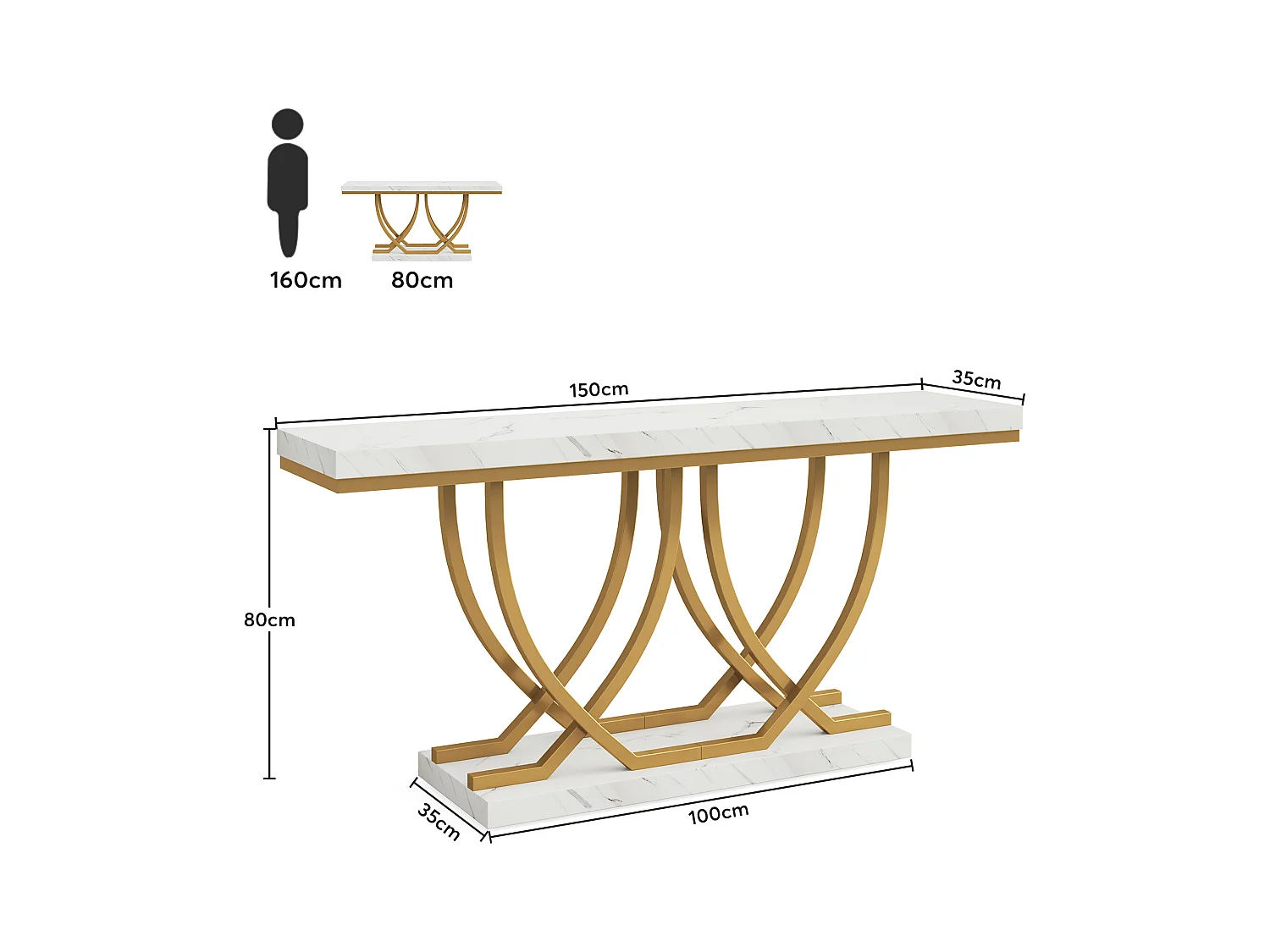 Table Console, Table d'entrée Moderne, Table de canapé doré derrière Le canapé
