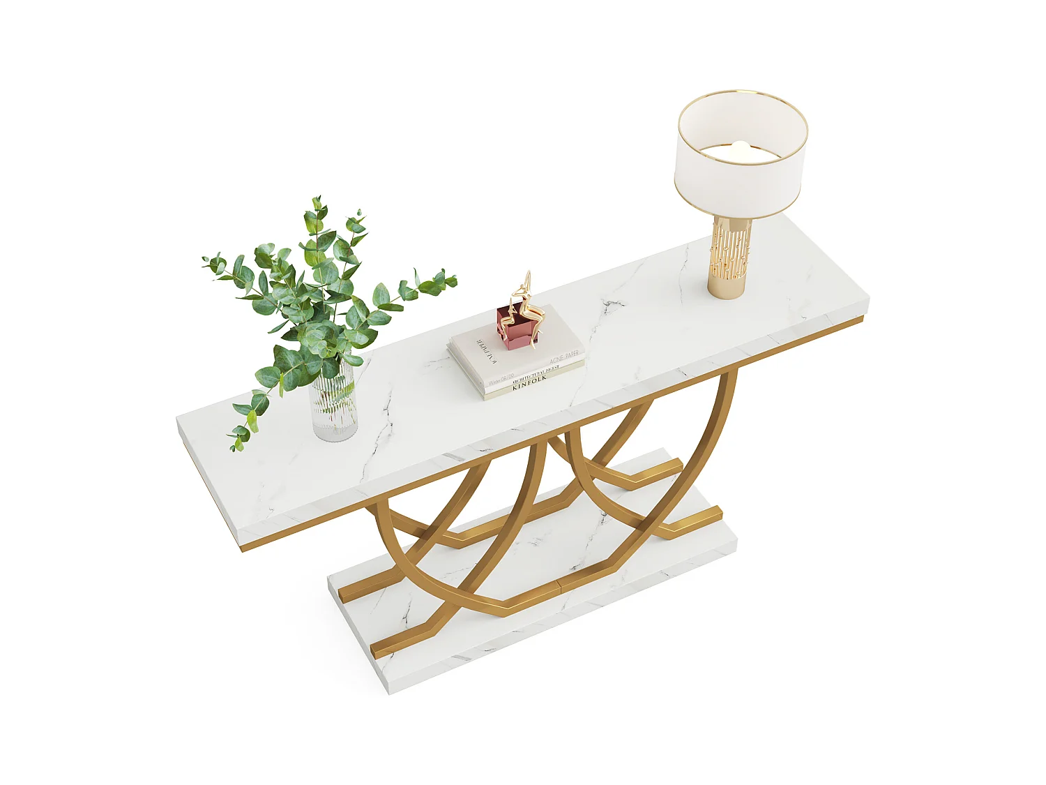 Table Console, Table d'entrée Moderne, Table de canapé doré derrière Le canapé