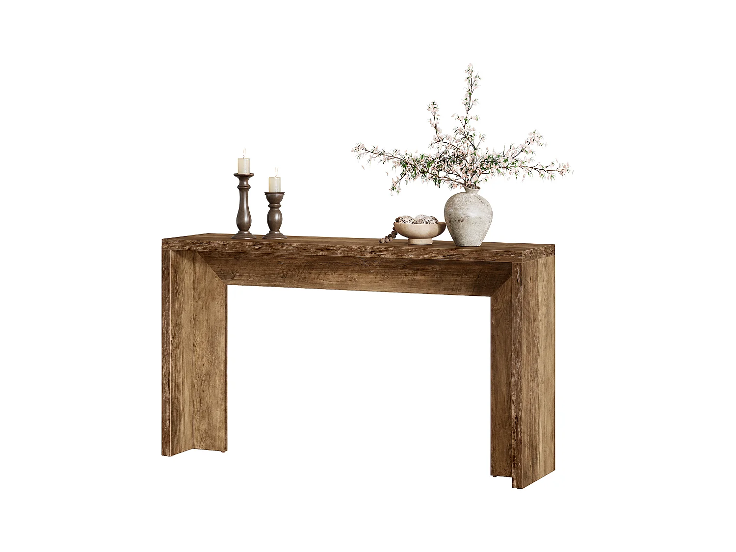Table console Farmhouse, 140cm Table canapé en bois avec rangement pour entrée