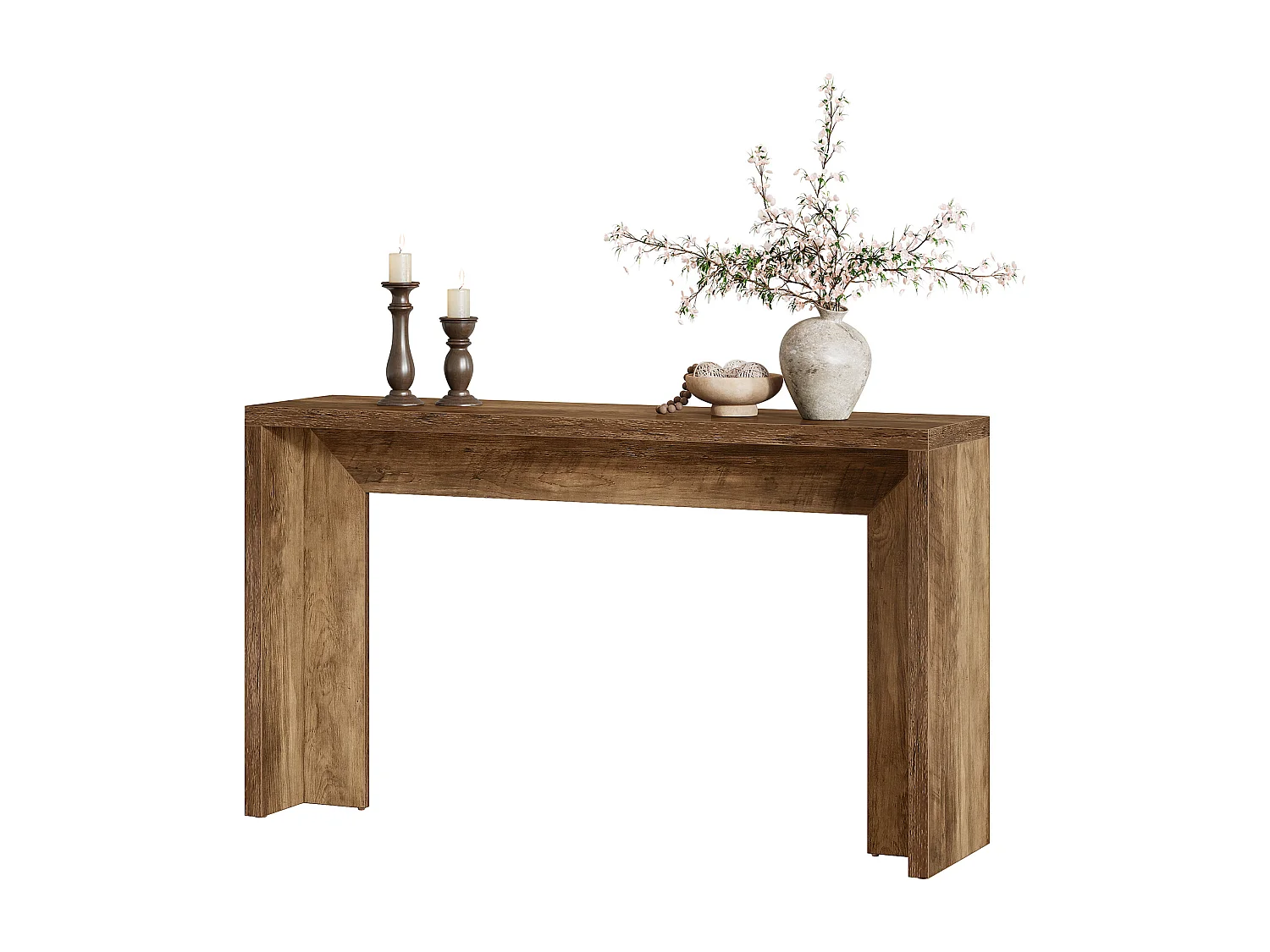 Boerderijconsoletafel, 140 cm houten salontafel met opbergruimte voor de hal