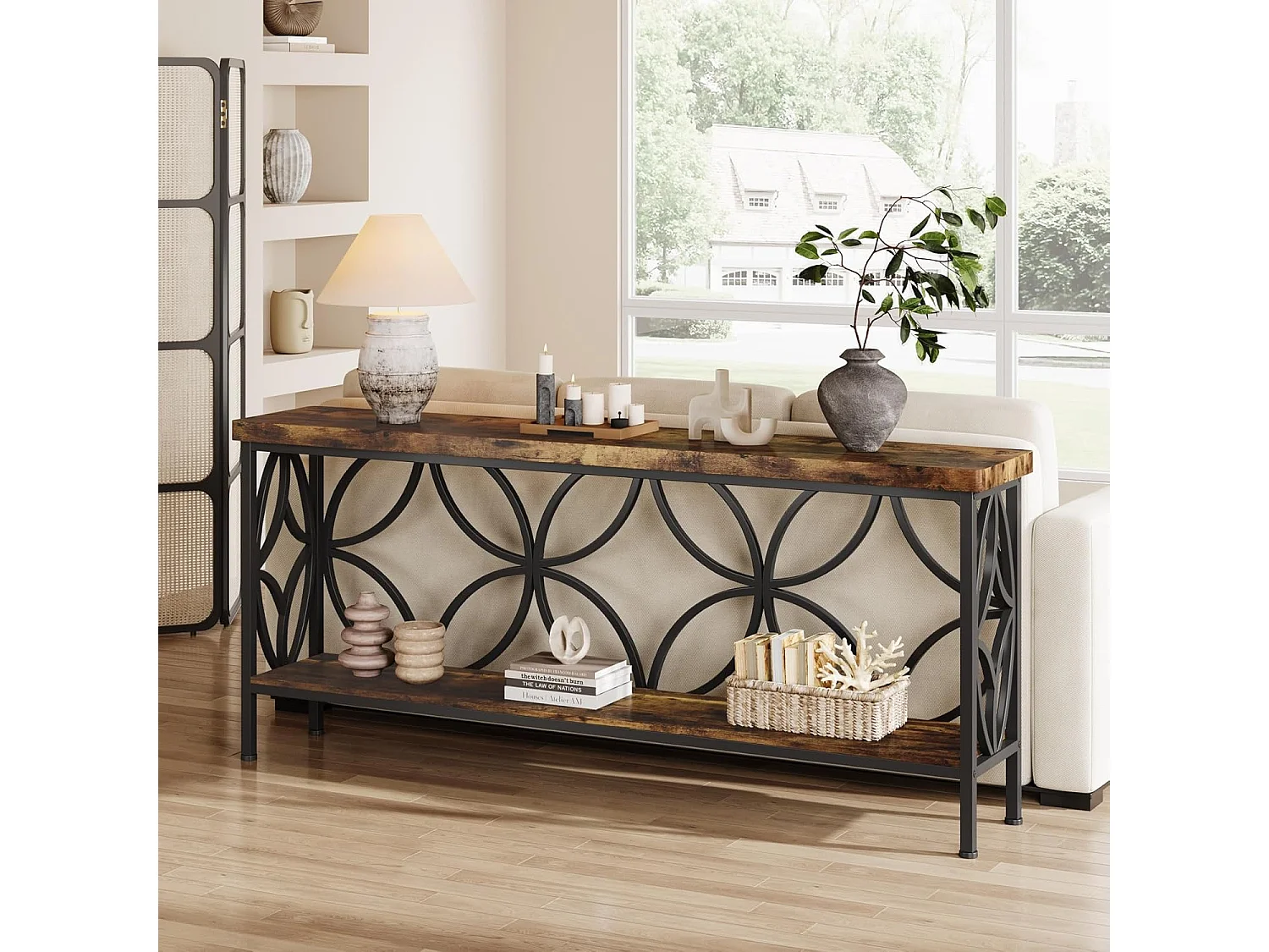 Table de canapé étroite de 160 cm - Table de canapé longue industrielle derrière le canapé