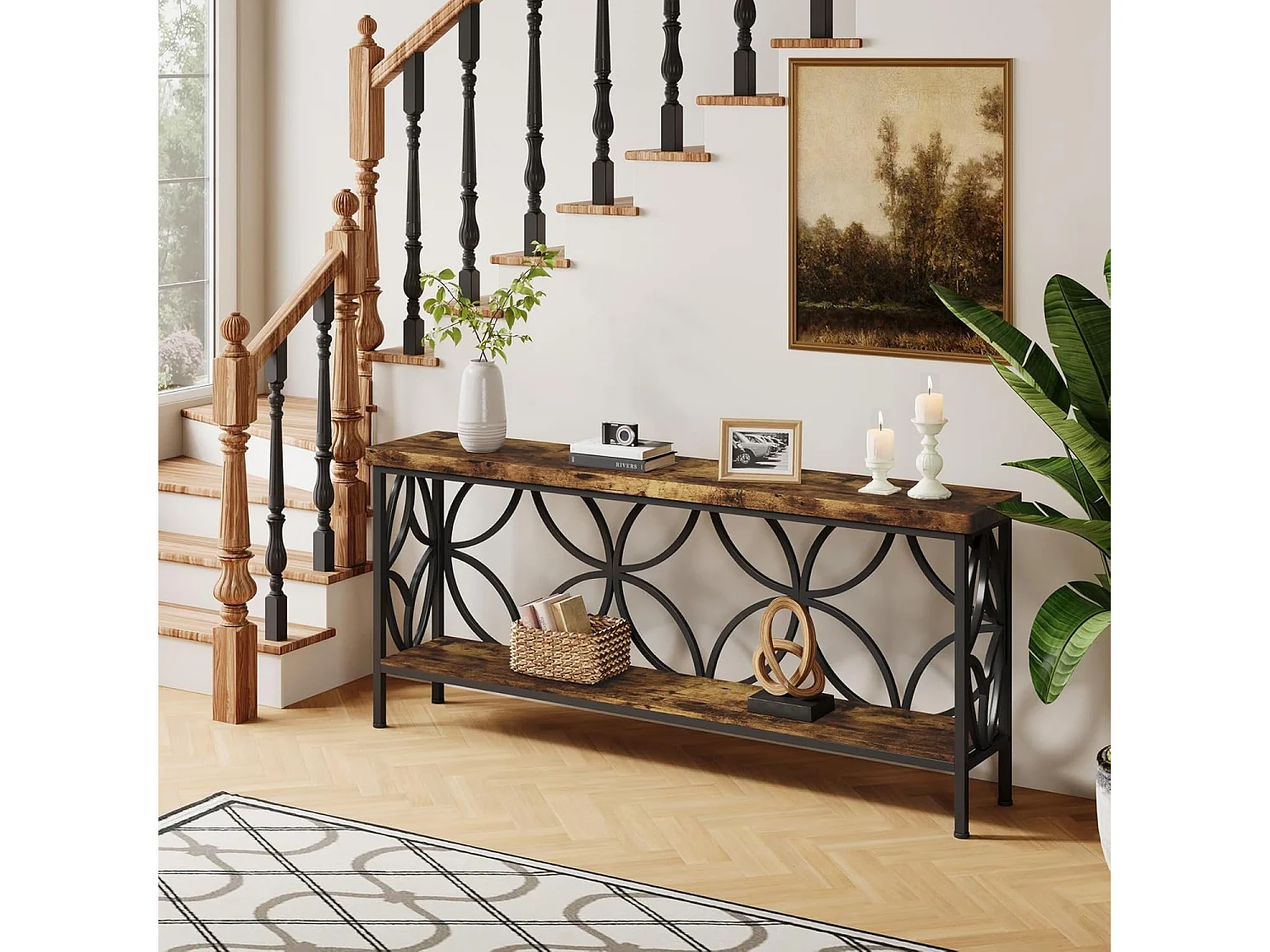 Table de canapé étroite de 160 cm - Table de canapé longue industrielle derrière le canapé