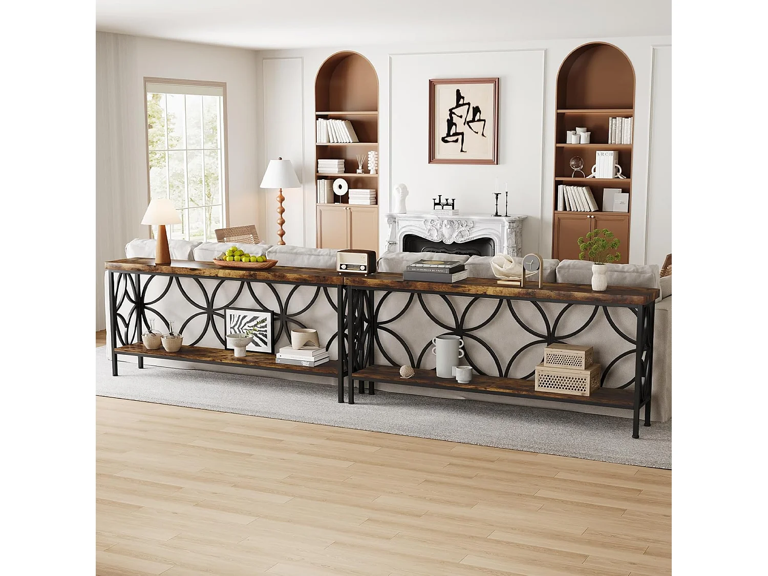 Table de canapé étroite de 160 cm - Table de canapé longue industrielle derrière le canapé