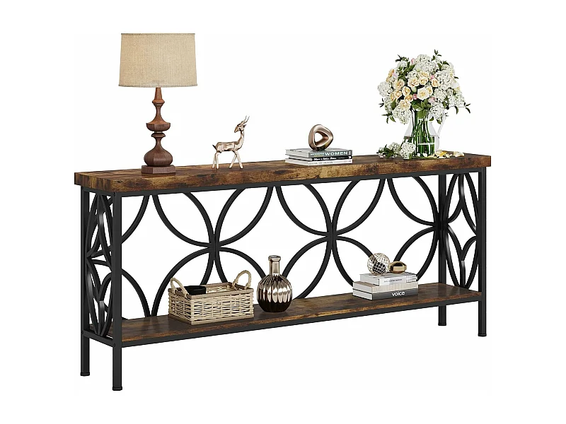 Table de canapé étroite de 160 cm - Table de canapé longue industrielle derrière le canapé