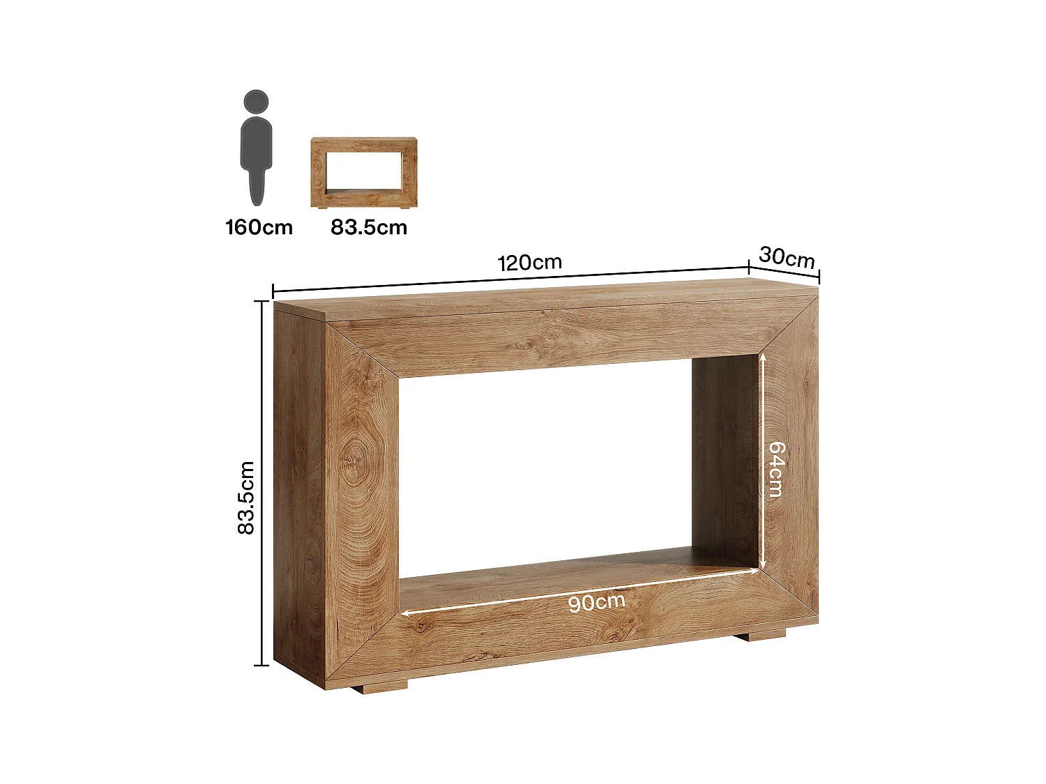 Table Console, Table d'entrée, 120x30x83.5cm, Table d'appoint, Table de Couloir