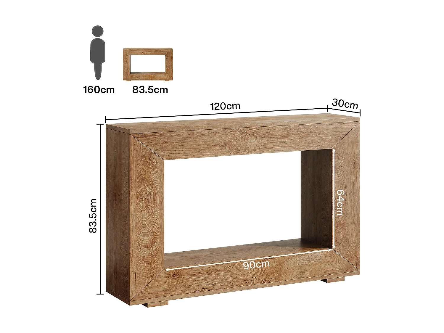 Table Console, Table d'entrée, 120x30x83.5cm, Table d'appoint, Table de Couloir