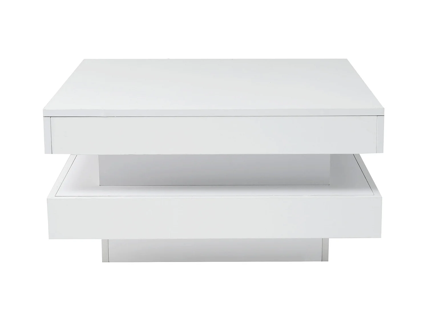 Quadratischer Couchtisch - 70 x 70 x 36 cm - mit 16-Farben-LEDs - Spanplatte - weiß